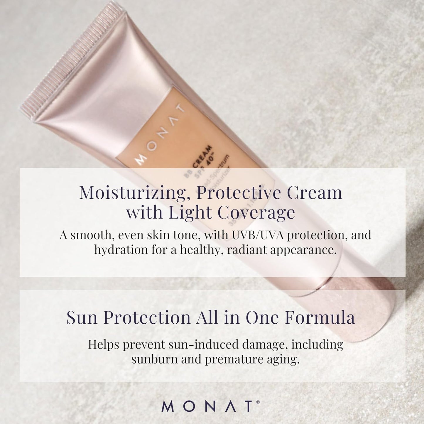 Monat BB Cream SPF 40 - Sand Broad-Spectrum Moisturizer, Lightweight Tinted Coverage, Fragrance-Free, 35ml/1.18 fl. oz.