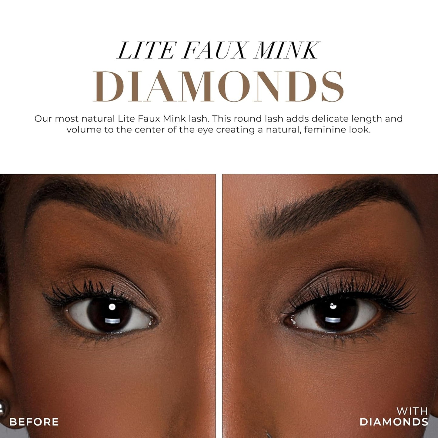Lilly Lashes Diamonds in Lite Faux Mink, Strip Lashes, Natural Lashes, Reusable False Lashes Natural Look, Lash Strips with Luxury Silk Like Fibers, No Lash Glue Included