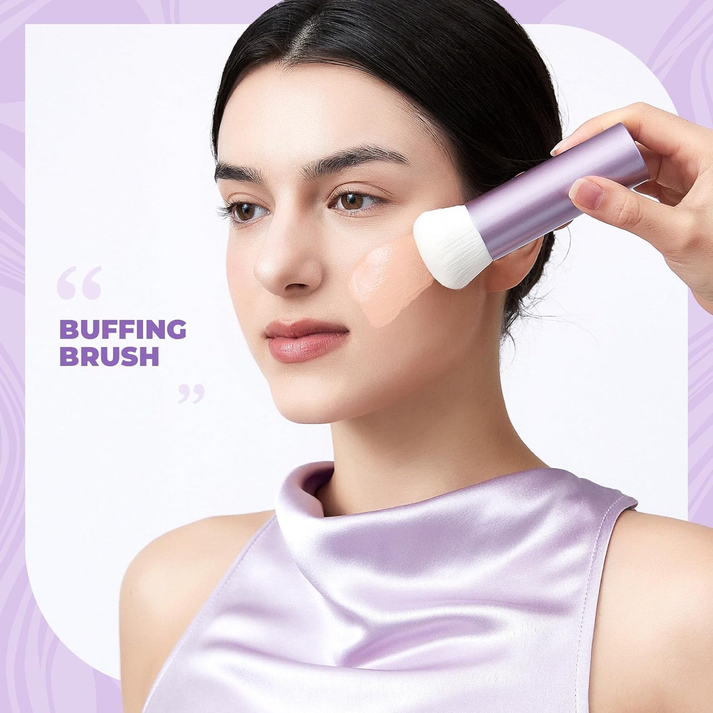 Jessup Professional Foundation Brush for Liquid, Cream and Powder, Large Dense Face Makeup Brush for Natural Flawless Finish, Luxury Purple AS004