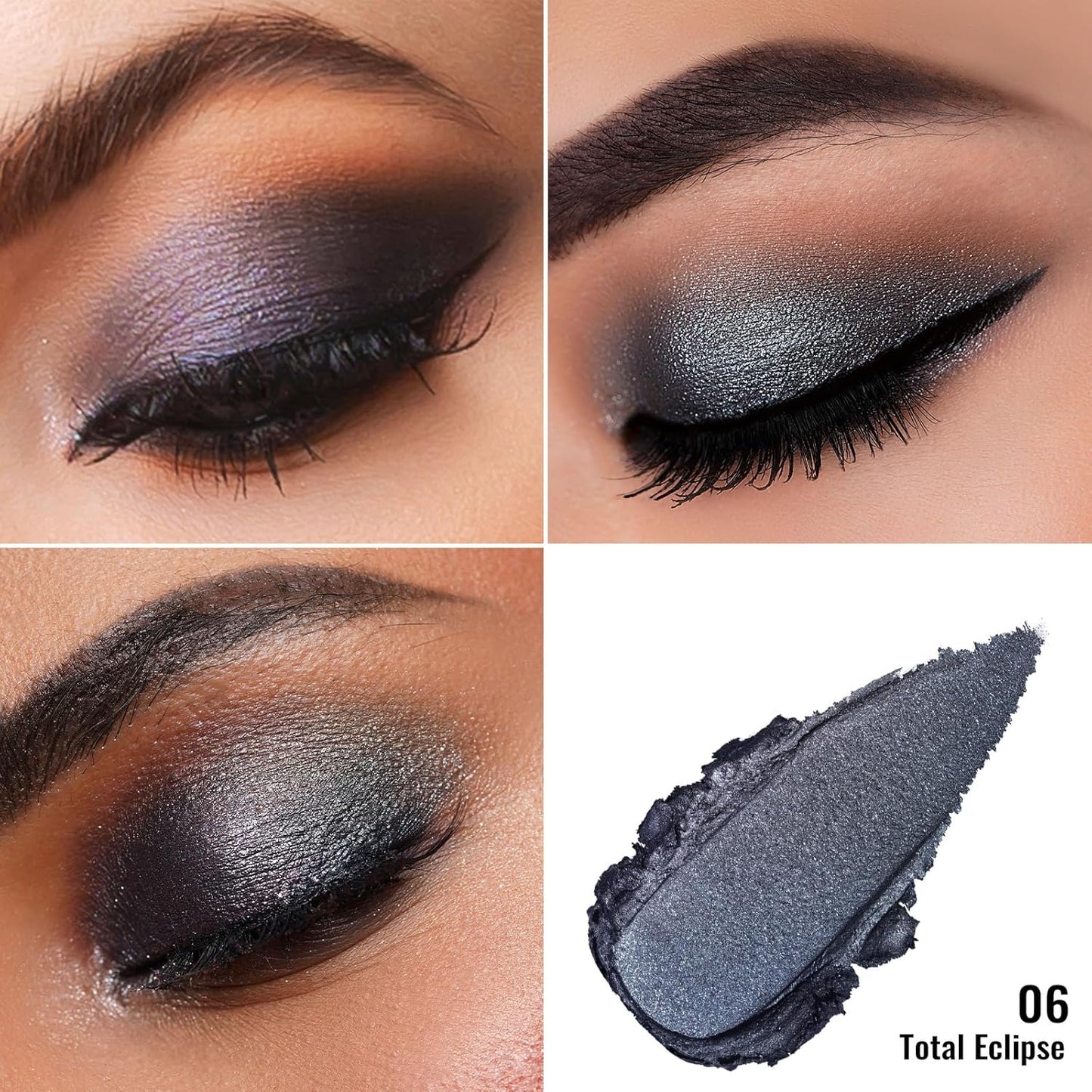 Oulac Grey Cream Eyeshadow, Waterproof Highly Pigmented Glitter Eye Shadow with Moisturizing Formula, Extremely Soft Creamy Texture, Easy to Blend, Large Capacity,.(06)