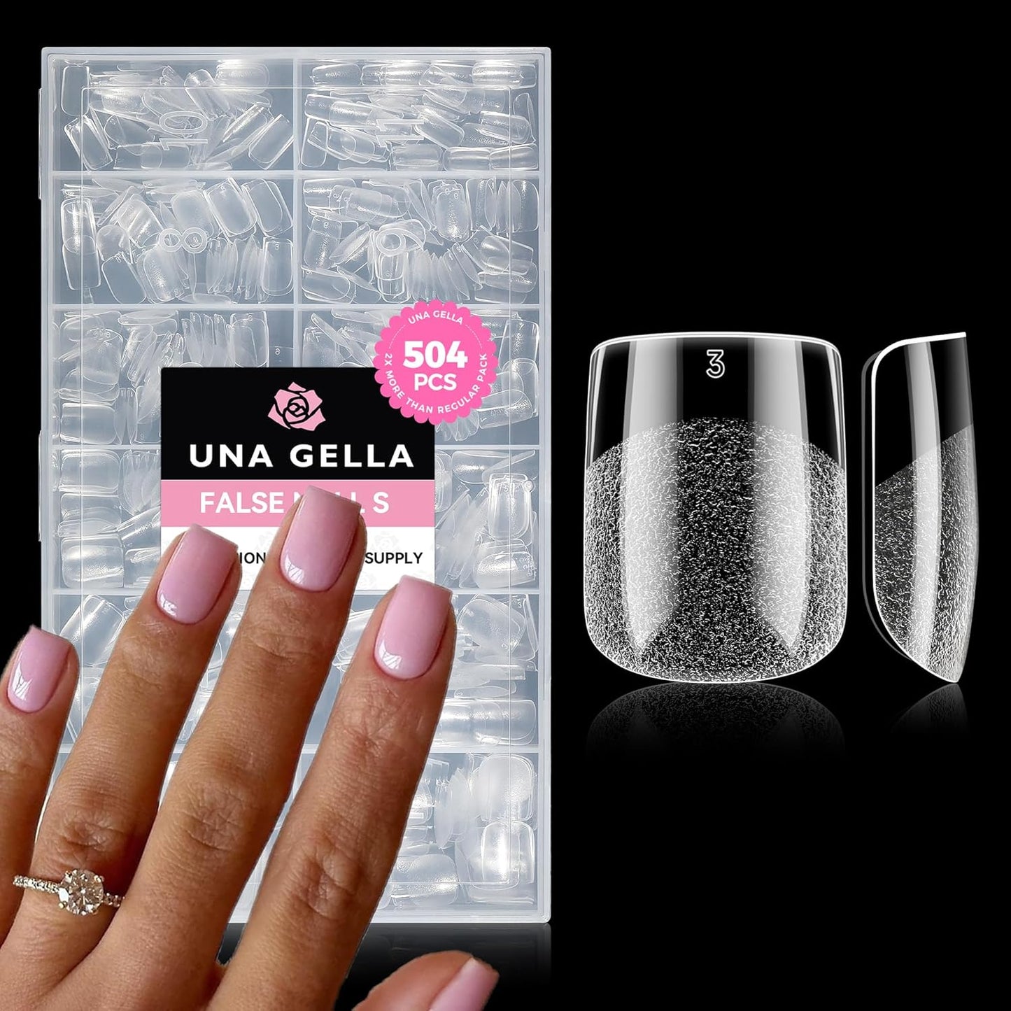 UNA GELLA Extra Short Nail Tips: 504pcs Square Fake Nails Pre-shape XS Short Square Press on Nails Gel Tips Full Cover Acrylic Nails False Nails for DIY Salon 12 Sizes