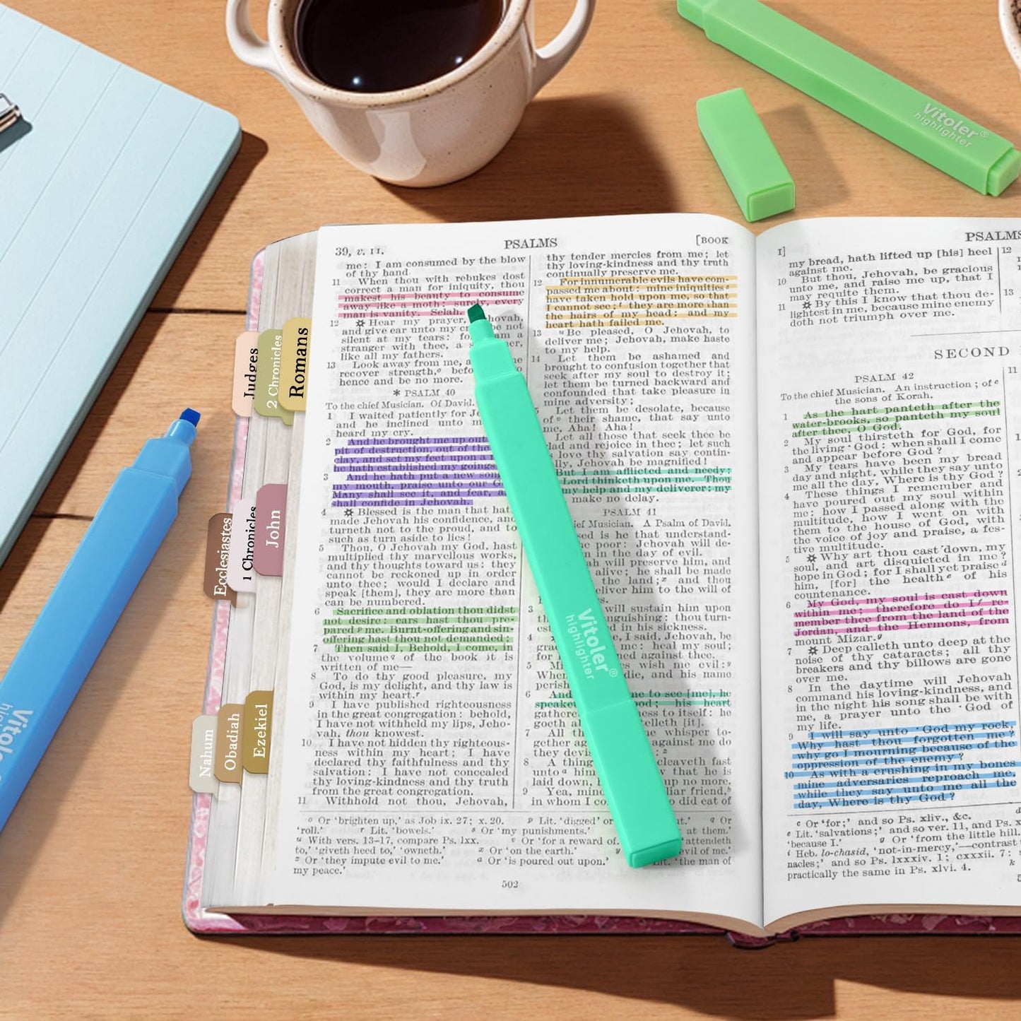 Vitoler Highlighters,8Pcs Highlighters Pastel,Quick Dry,Chisel Tip,Aesthetic Bible Highlighter No Bleed, Teacher Supplies School Accessories