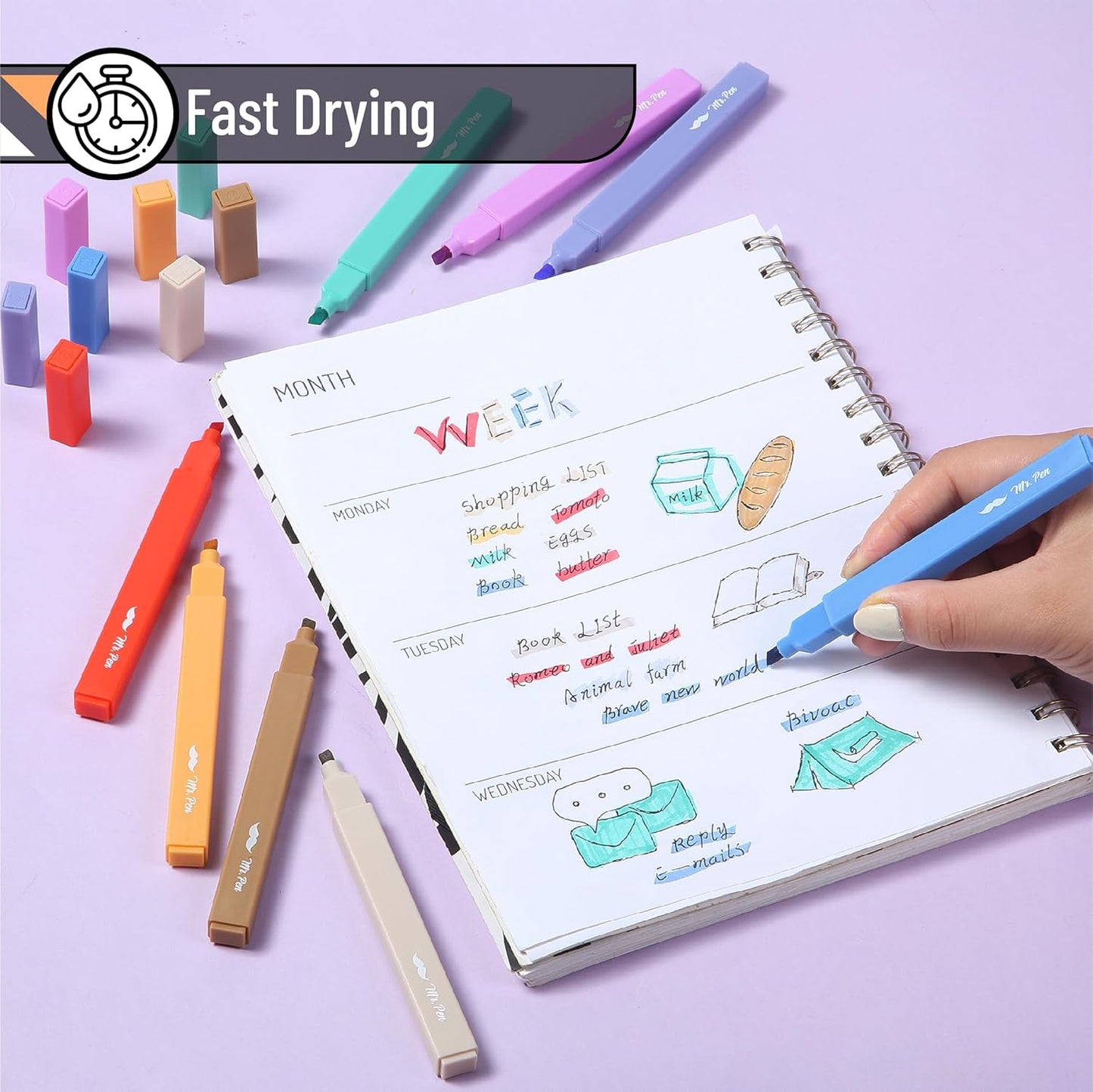 Mr. Pen- Aesthetic Highlighters, 8 Pack, Chisel Tip, Rainbow Rangers, Cute Highlighters Assorted Colors