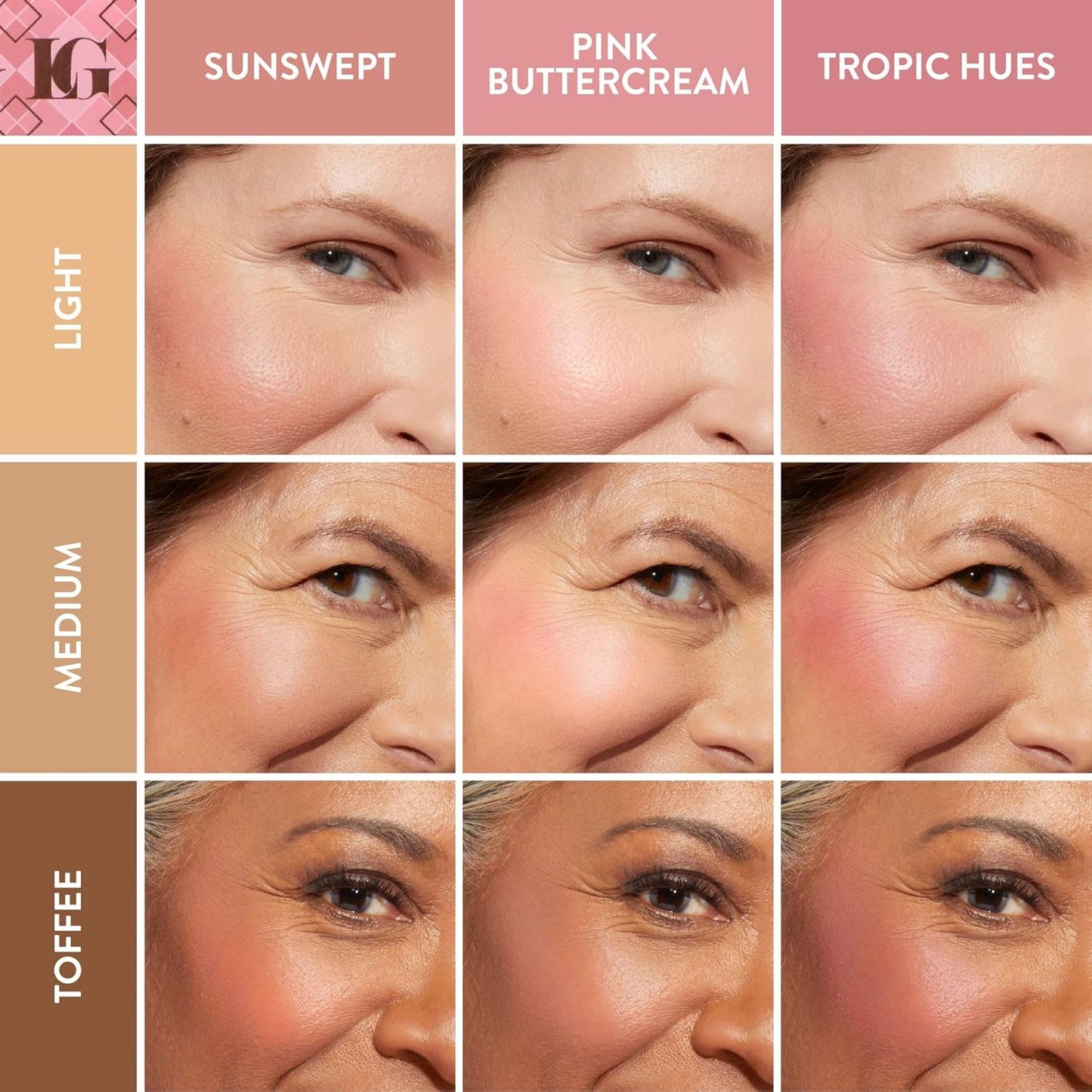 LAURA GELLER NEW YORK Geller's Greatest Blush Crush Baked Blush Trio - Sunswept, Pink Buttercream, Tropic Hues - Blush-n-Brighten Marbleized Blush Palette - All Skin Tones