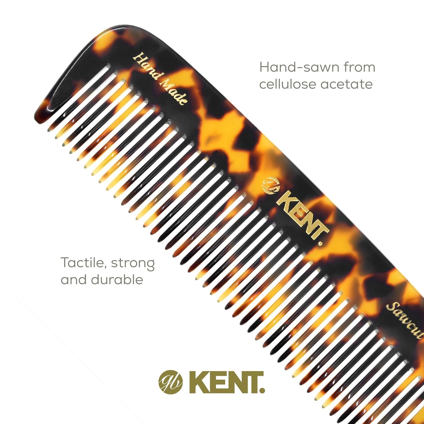 Kent 12T TY Pocket Comb - Handmade Wide Tooth Hair Comb for Men, Women, and Kids - Travel, Beard, and Mustache Comb - Saw Cut and Hand Polished Made in England