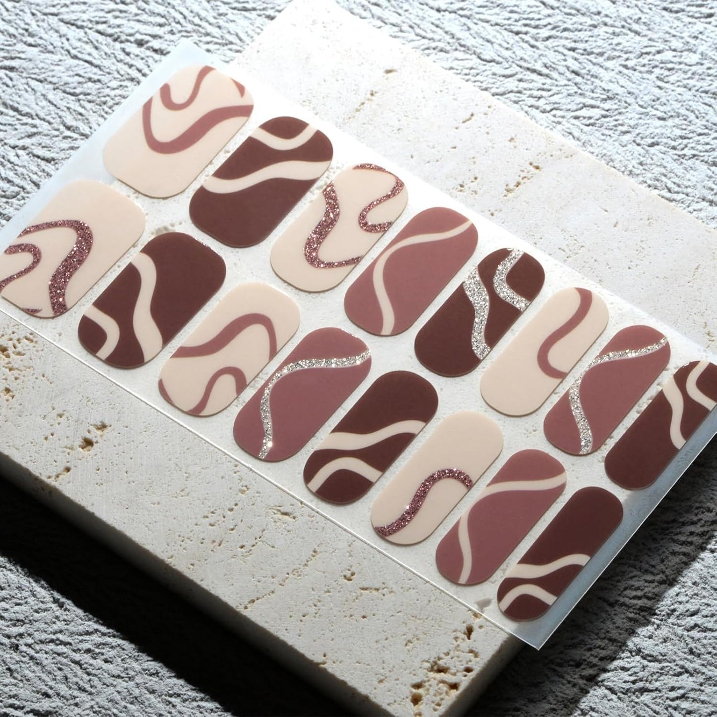 Nail Polish Strips, 32PCS Salon Quality Wraps, Long Lasting Gel Nail Stickers for Women Easy Apply& Remove (Basketry Yellow Brown)