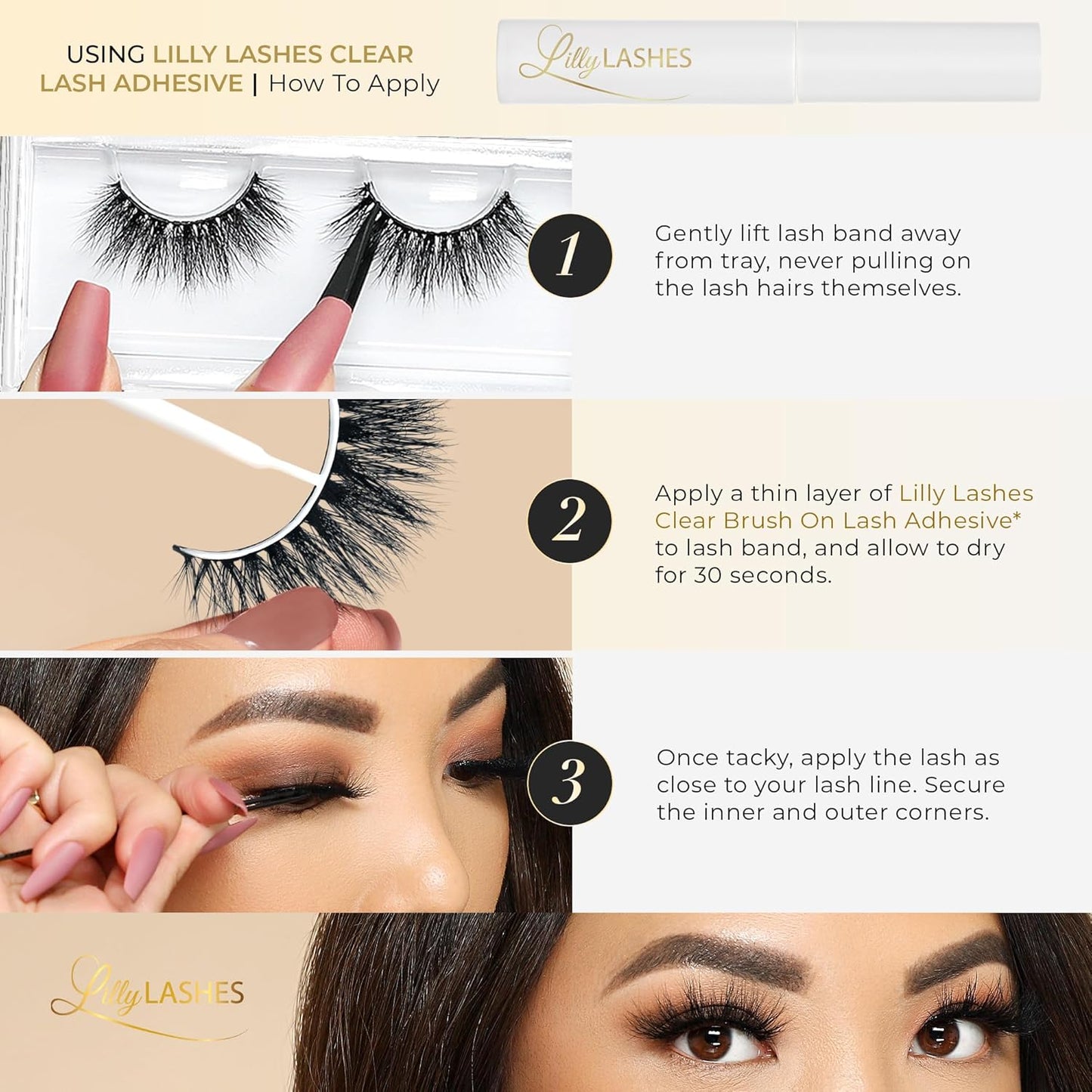 Lilly Lashes Goddess in Lite Faux Mink, Strip Lashes, Natural Lashes, Reusable False Lashes Natural Look, Lash Strips with Luxury Silk Like Fibers, No Lash Glue Included