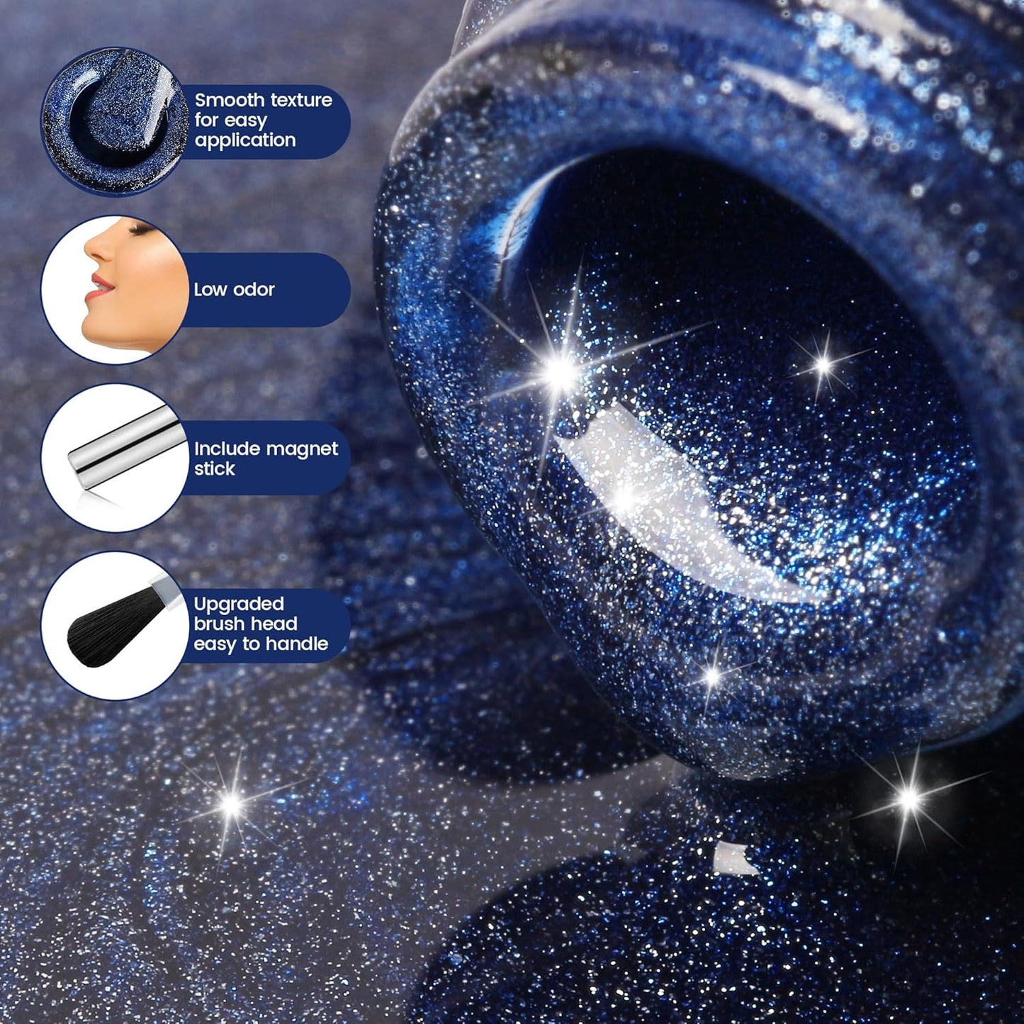 YTD Likomey Cat Eye Gel Nail Polish,15ml Blue Holographic Translucent Neutral Jelly Sheer Shiny Magnetic Glitter Fall Winter UV Color Varnish with Magnet Stick,MY333