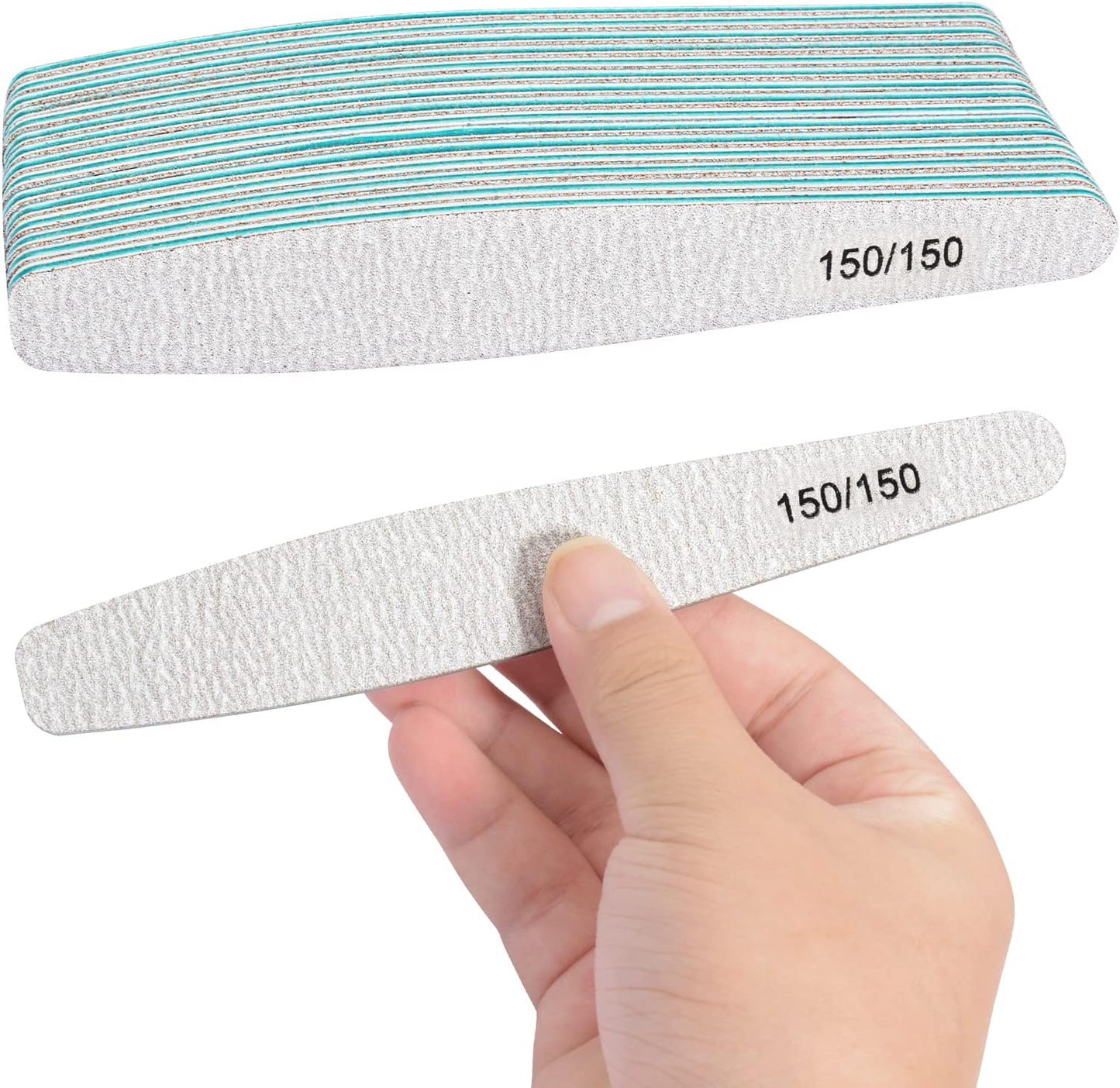 15pcs 150/150 Grit Nail Files for Natural Nails, Double Sided Emery Boards for Nails, Professional Nail Files for Acrylic Nails for Home & Salon (limas para manicura)
