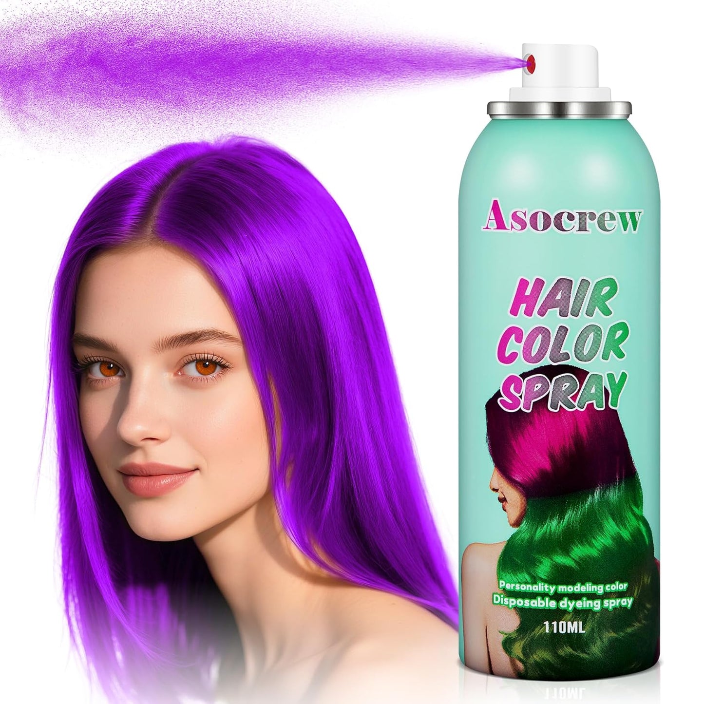 Purple Hair Spray,Hair Color Spray Dye,Temporary Hair Color Spray for Kids Women,Color Hair Spray Pomades,Washable Hair Coloring Natural Hair Dye for Party,Halloween,Cosplay(Purple)