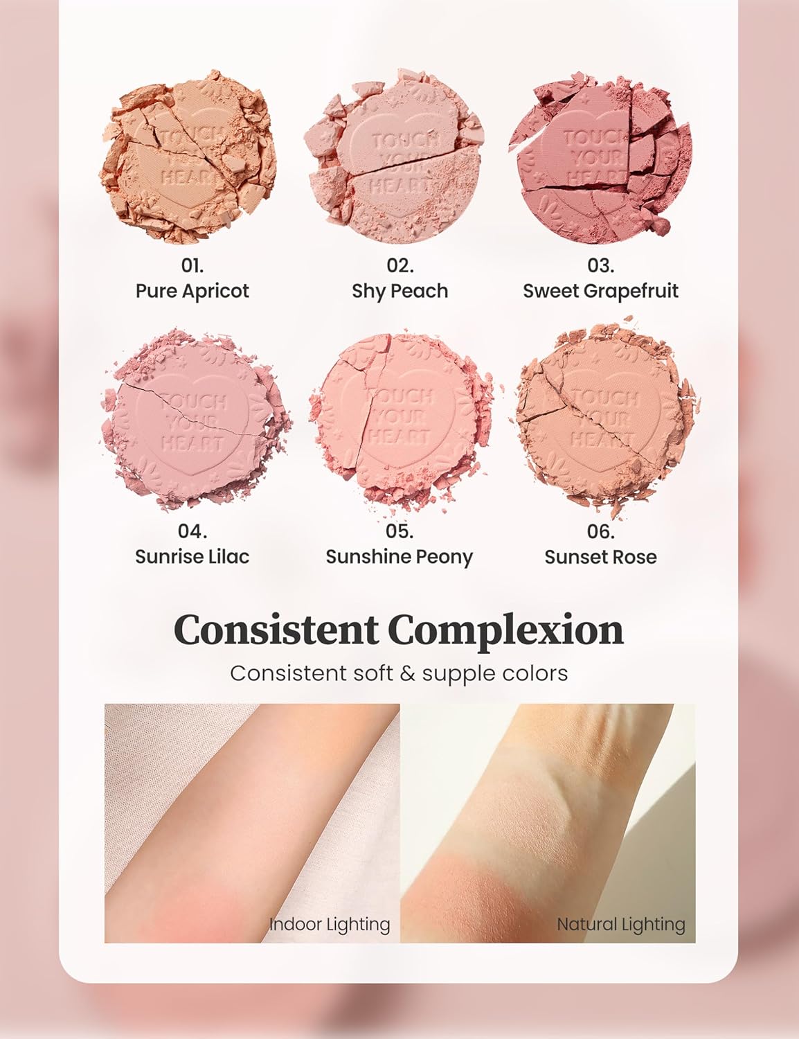 MILKTOUCH Touch My Cheek in Bloom Blush Sunset Rose | Face Blushes Compact Powder Makeup | Shimmer Powder Blush Oil Absorbing Powder Compact | Face Powder for Oily Skin Korean Blush (0.18 oz)
