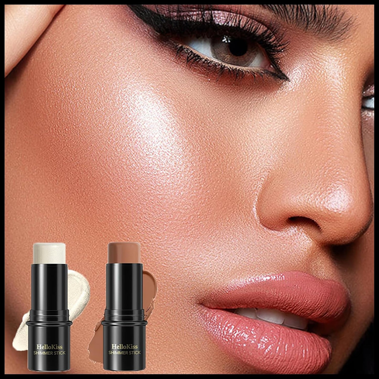 MIELIKKI 2Pcs Cream Contour Stick Makeup, Highlighter Stick and Bronzer Stick for Face Sculpting, Easy to Apply & Blend, Long Lasting, Waterproof, Matte Finish,0207