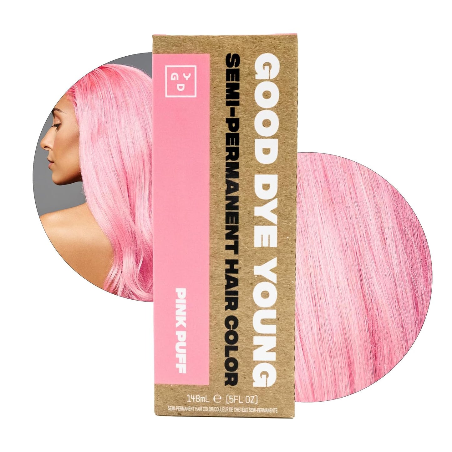 Good Dye Young Semi-Permanent Hair Color, Vegan and Cruelty-Free Pink Hair Dye, Last up to 24 Washes, Non-Damaging Conditioning Hair Color (5FL OZ, Pink Puff)
