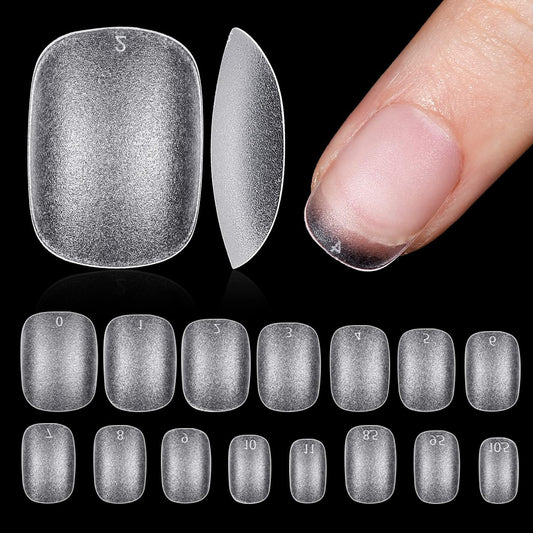 TOMICCA Extra Short Oval Nail Tips, Acrylic Double Sided Matte Fake Nails for Extension,240Pcs 15 Sizes Press On Nail Tips for Home DIY Art Women Girls