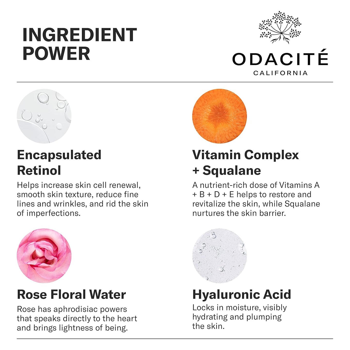 Odacite Renewing Retinol & Hyaluronic Acid Facial Serum - Anti-Aging Face Serum Targets Fine lines, Blemishes & Wrinkles - Squalane, Vitamin E & Rose Floral Water for Smooth Skin - 1 Fl Oz