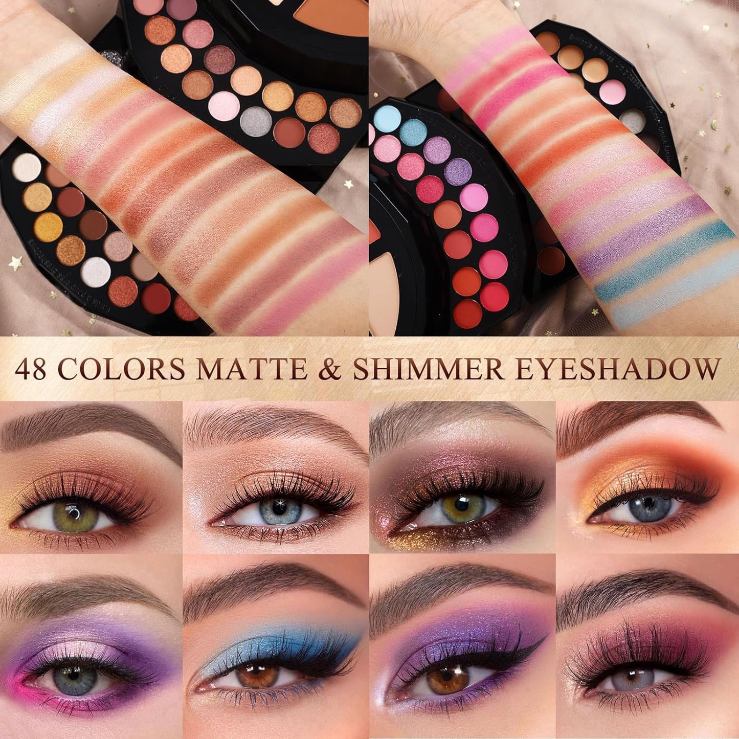 109 Colors Makeup Kit for Women Girl Full Kit Gift Set with Mirror All in One Make up Palette Included Eyeshadow Glitter Lipstick Concealer Eyeliner Eyebrow Highlighter Contour Blusher Compact PowderN