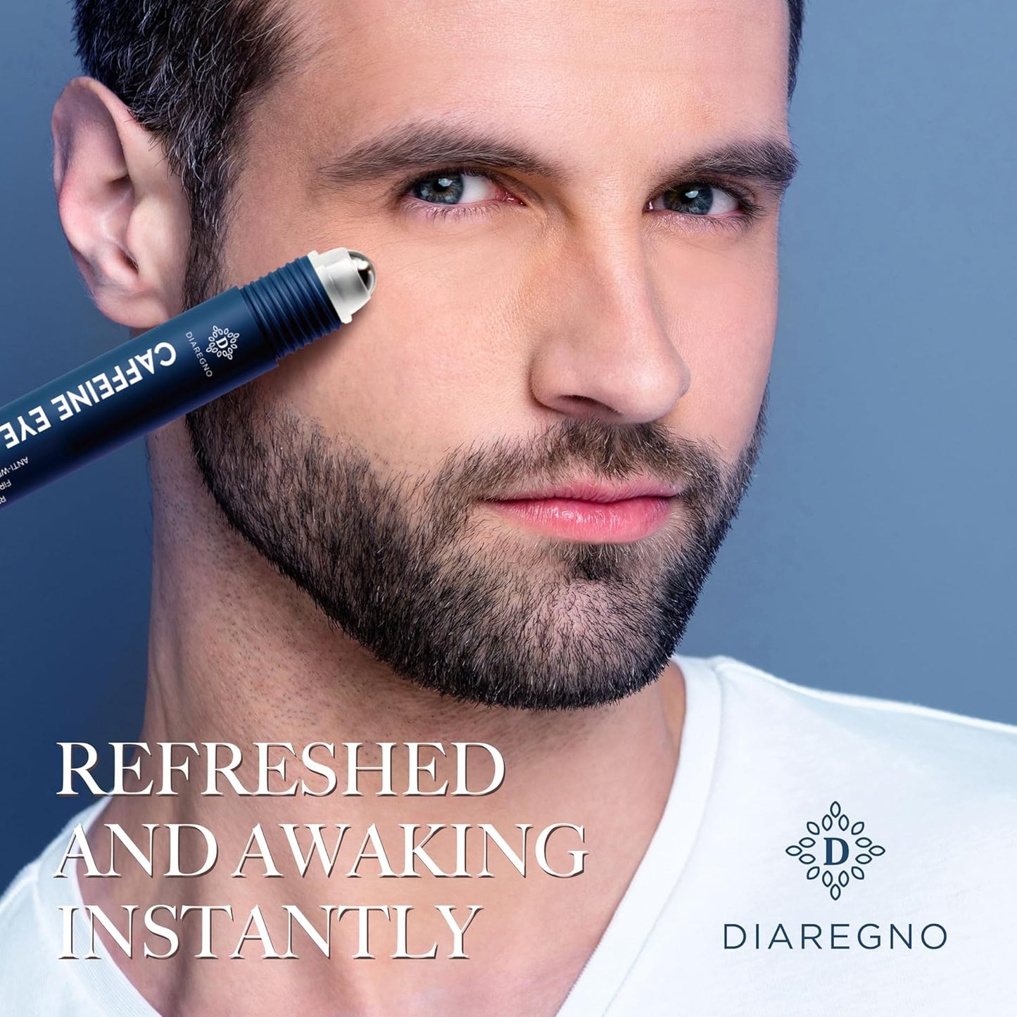 Caffeine eye cream for dark circles: Under eye serum for puffiness – with cooling roller for wrinkles