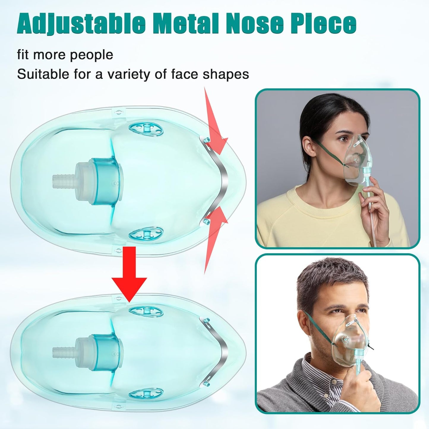 Geiserailie 2PCS XL Oxygen Mask with 6.6 Ft Tubing and Adjustable Elastic Strap, Adult Oxygen Mask with Tubing, Breathing Masks for Face Adult