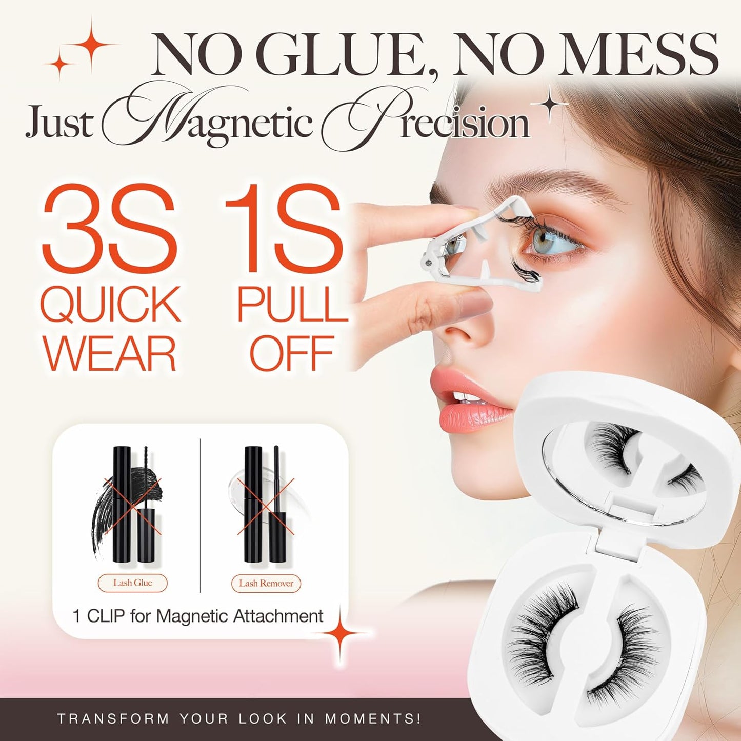 LASHVIEW Upgrade Magnetic Eyelashes with Applicator,Reusable Soft Magnetic Eyelashes Natural Look, No Glue Needed,Easy to Wear and Remove,RC24P