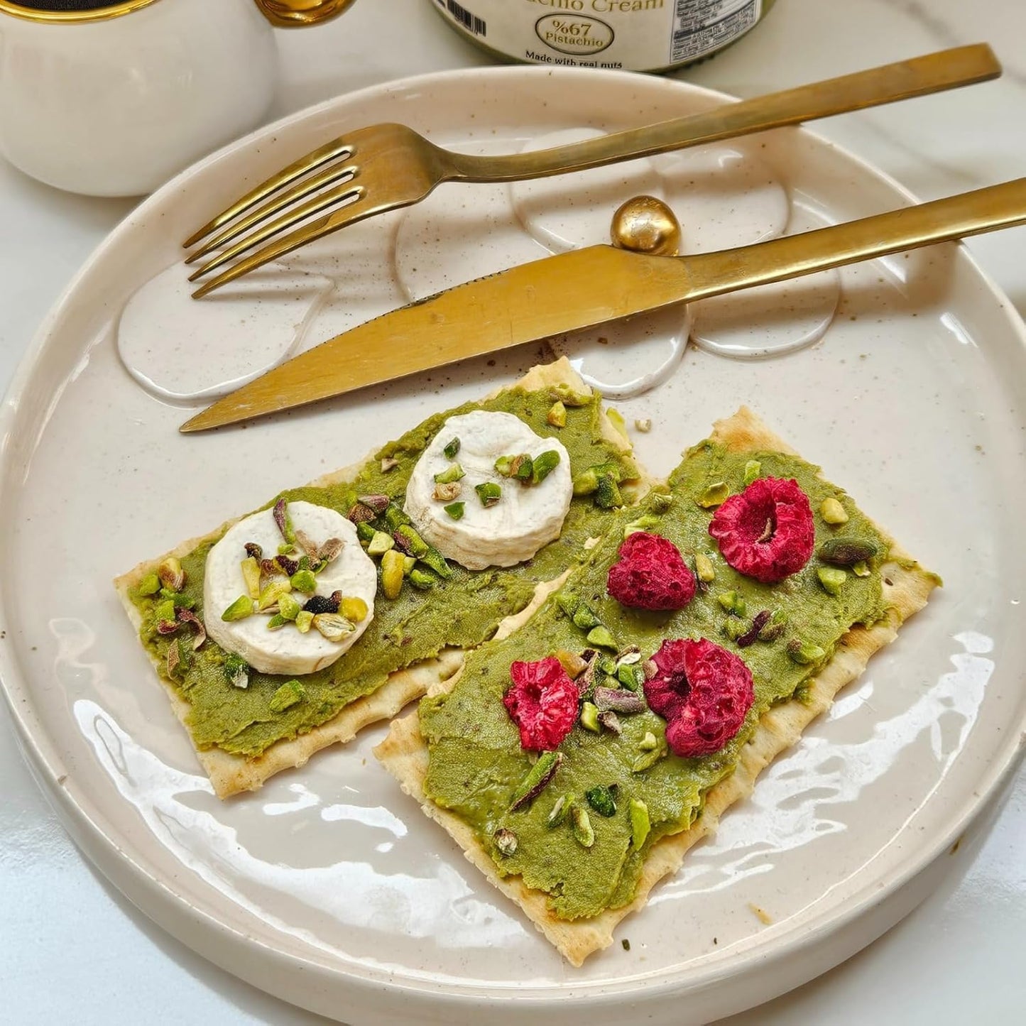 Ksana Choco Pistachio Cream – 67% Turkish Pistachios, 12.3 oz – Palm Oil Free, Handmade Spread – With Free Roasted Kadayif – Perfect for Dubai Chocolate