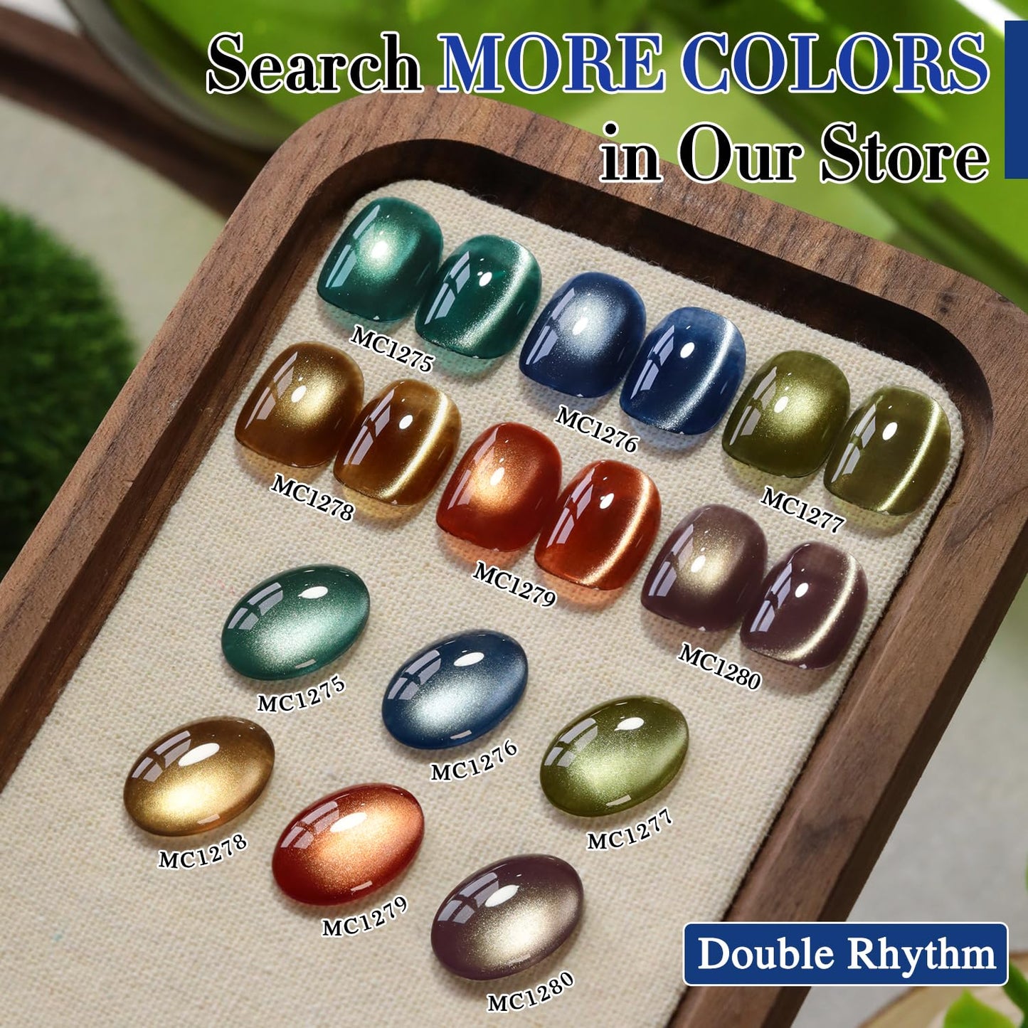 Double Rhythm 0.5 OZ Cat Eye Gel Polish with Magnet 15ML Holographic Glitter Shimmer Translucent Jelly Color Magnetic Nail Polish Salon DIY at Home (Blue Coral-MC1276)