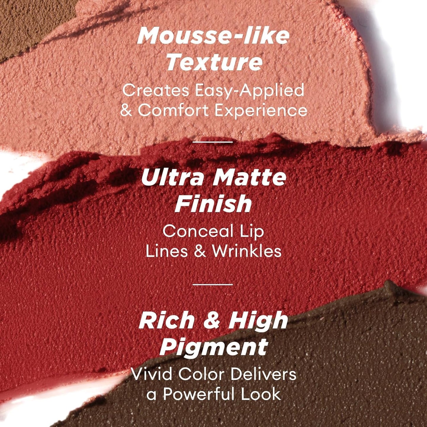 ITY Velvet Matte Finish Lip Stain-Mousse Textured Lip Clay, Red Shade, Conceals Lip Lines, Rich Pigment Lip Tint Lipsticks,0.14 oz (4g) in Berrylicious, Ginger.