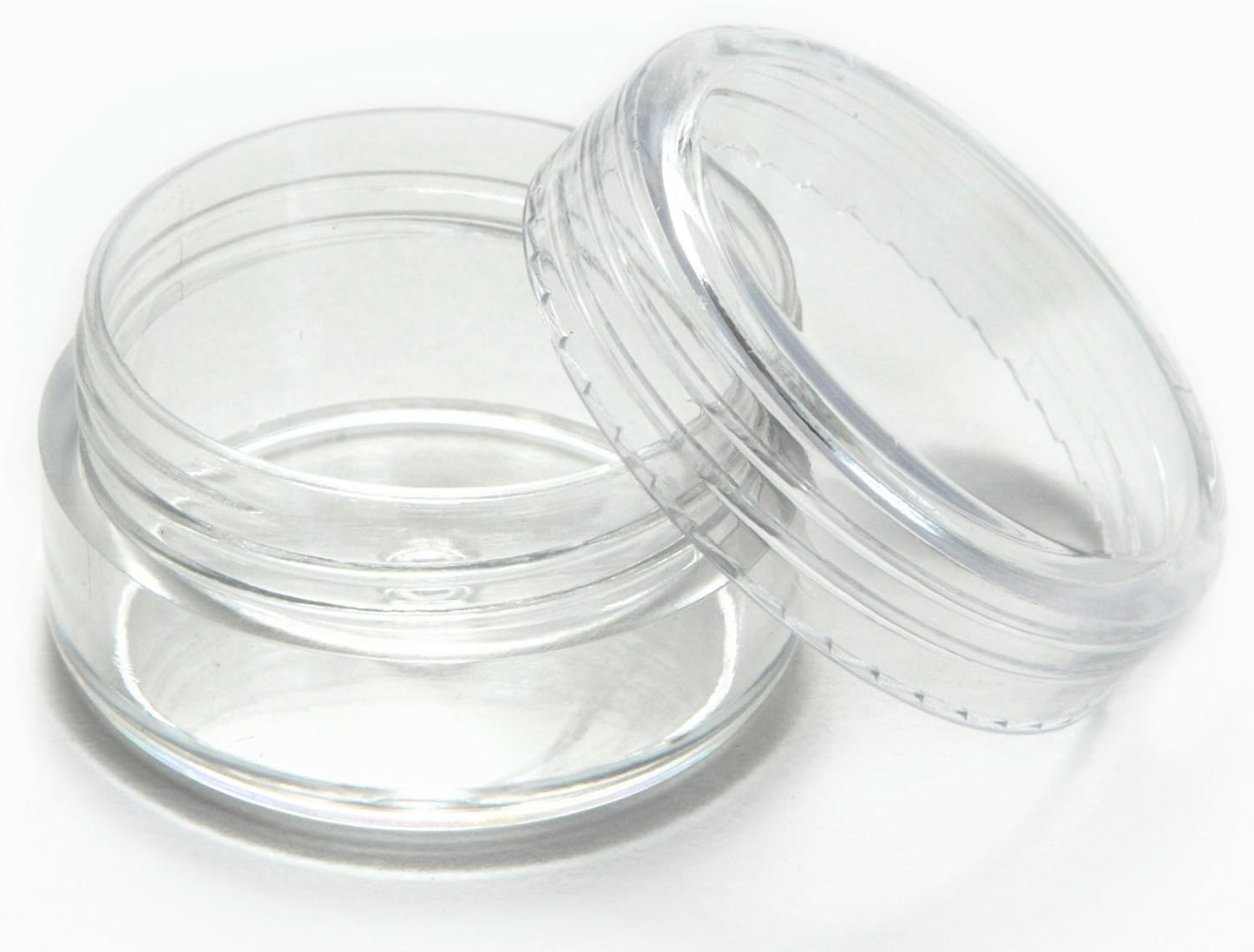 Vivaplex, 50, Clear, Empty, 5 Gram Plastic Pot Jars, Cosmetic Containers.