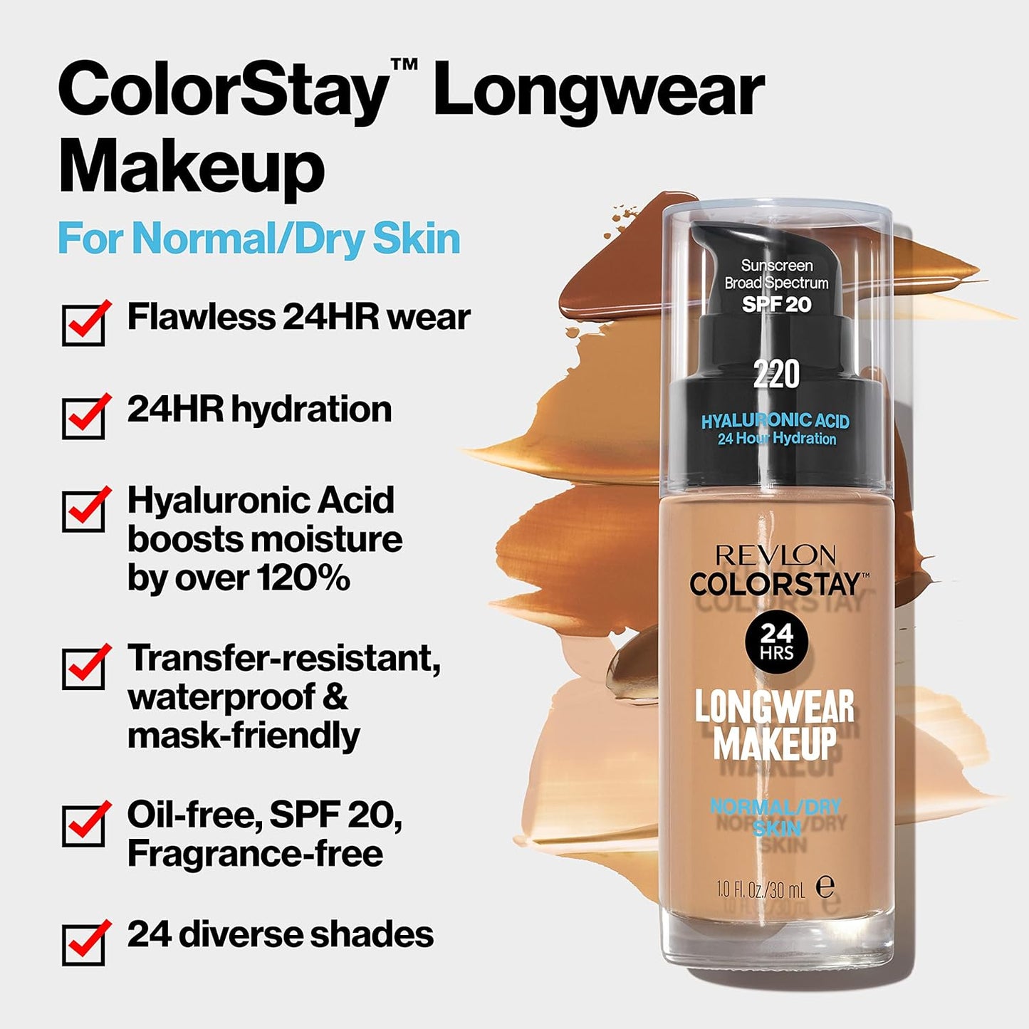 Revlon Liquid Foundation, ColorStay Face Makeup for Normal & Dry Skin, SPF 20, Longwear Medium-Full Coverage with Natural Finish, Oil Free, 510 Pecan, 1 Fl Oz
