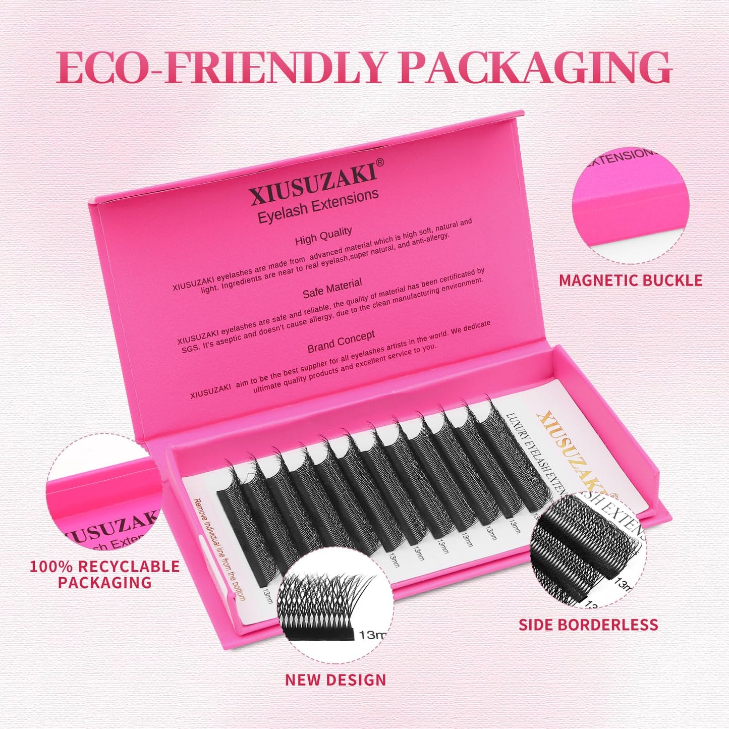 Lash Extensions Double Tips 4D Eyelash Extensions W Shape 0.07mm Thickness C Curl 13mm Premade Fans Easy Fan Volume Lashes Matte Black Crisscross(W-4D-Double Tips-0.07-C,13mm)