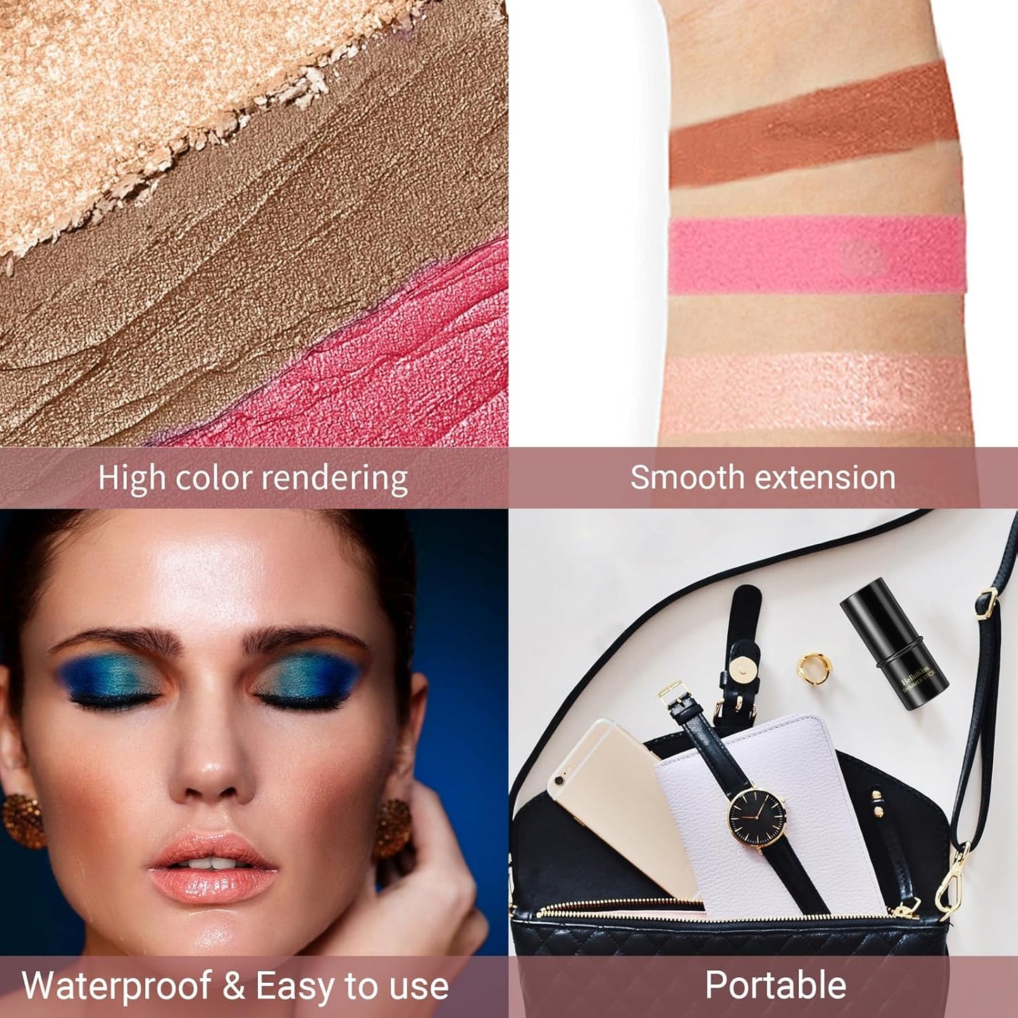 3pcs Face Contour Stick, Highlighter Stick Blush Stick Cream Contour Kit Makeup Set with Brush, Contouring Stick for Fair Skin, Concealer Stick Makeup Gift for Beginner Women Teen Girls