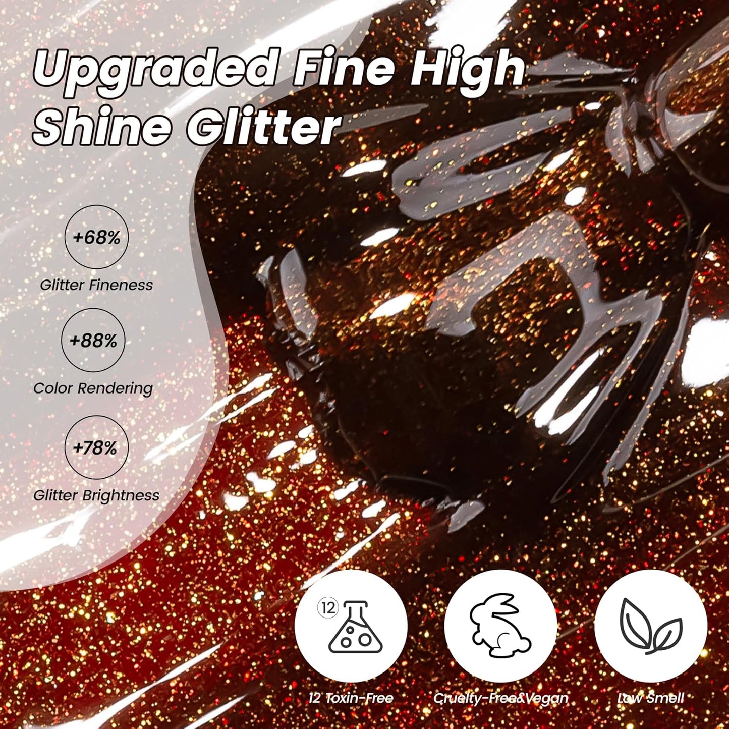 YTD Likomey Glitter Gel Nail Polish,15ml Burgundy Glitter Fall Winter Dark Red Shimmer Shiny Sparkly Salon Home DIY Manicure UV Color Varnish,SF400