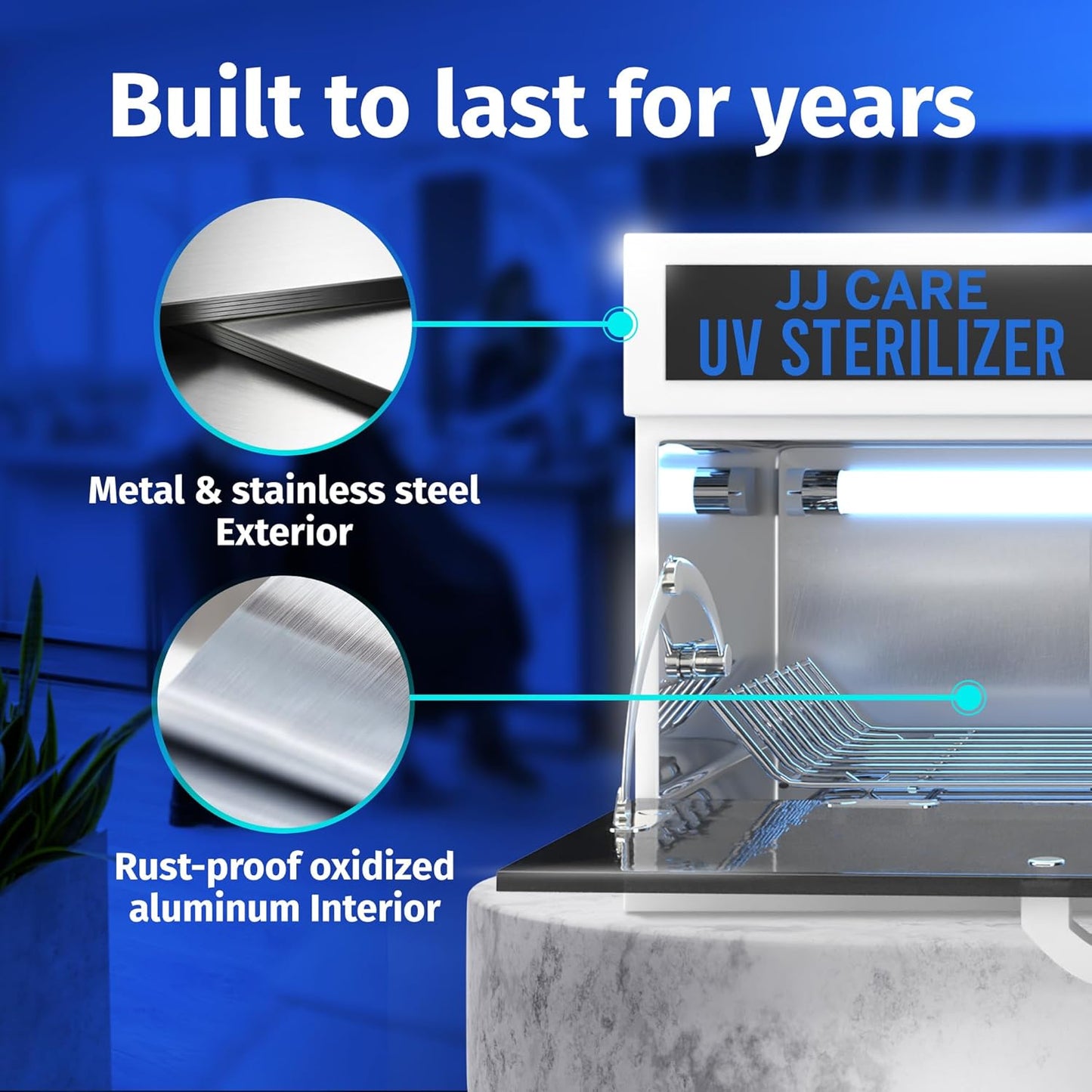 JJ CARE UV Sanitizer Cabinet – 8L Capacity, Manual Timer, Professional Tabletop UV Sanitizer Cabinet for Salon, Spa, Office & Home Use, 99% Sanitization Efficiency