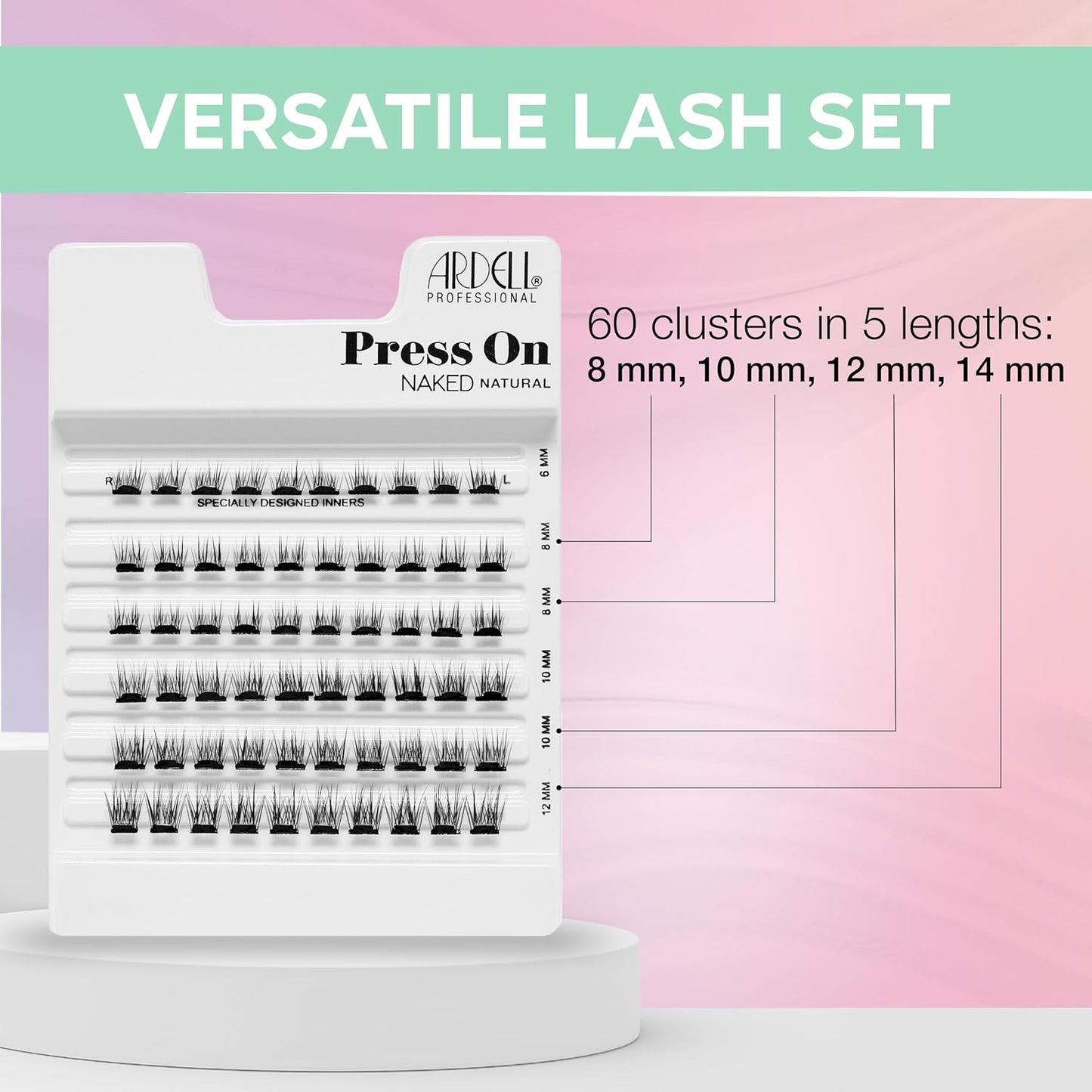 Ardell Press On Lashes Naked Natural – Pre Glued Lash Clusters for All-Day Wear, No Glue Needed, 60 Clusters