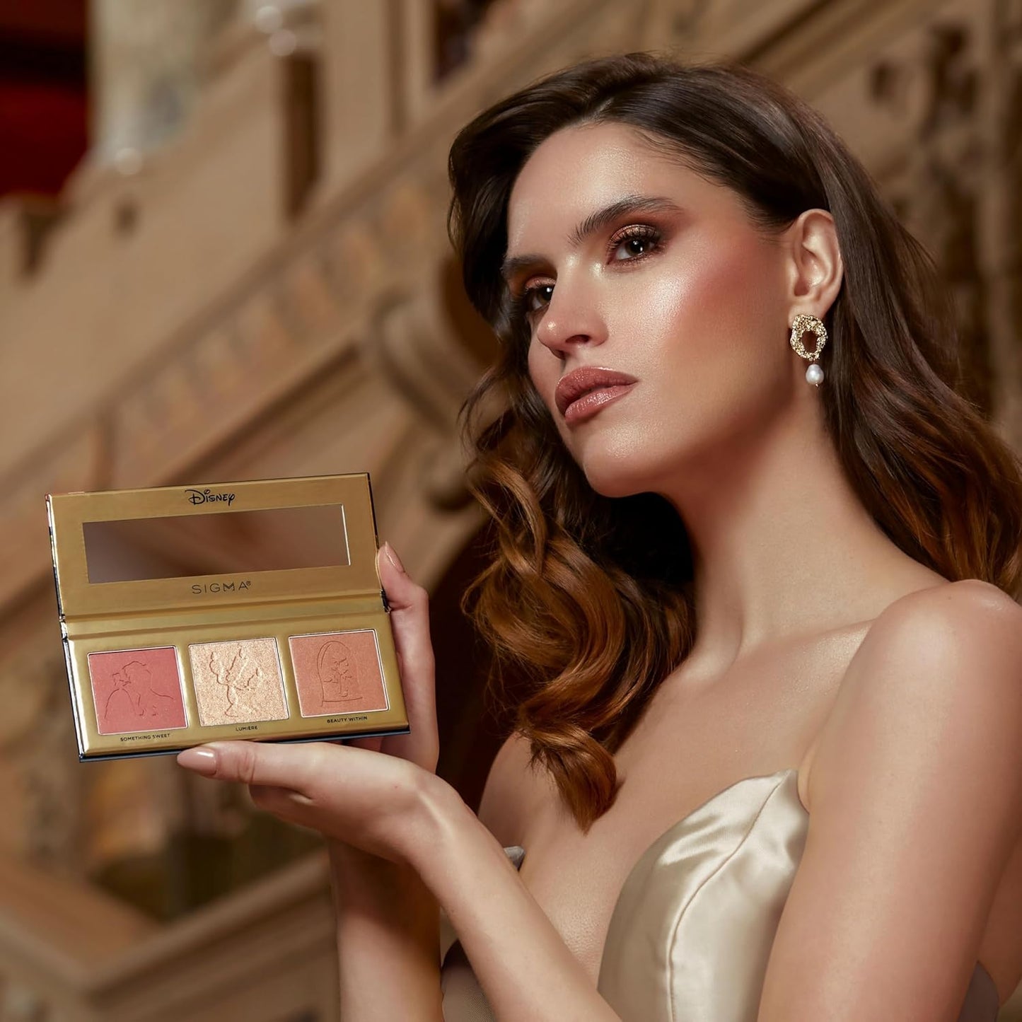 Sigma Beauty Cheek Palette – Disney’s Beauty and the Beast Pink Blush and Highlighter Makeup Palette - Smooth, Buttery Soft Pressed Powder with a Clean Formula and Long-Lasting Wear