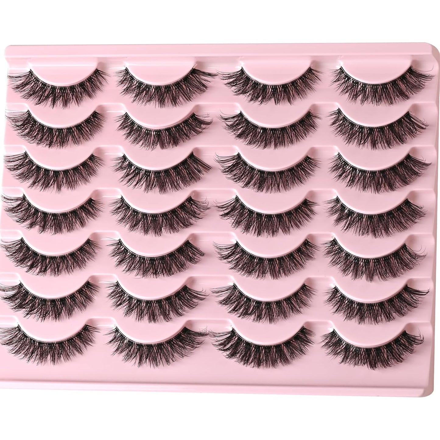 FARRED Cat Eye Lashes False Eyelashes Short Wispy Lash Strips Volume Eyelash 14 Pairs Cateye Medium Length False Clear Band Lashes Natural Looking Hybrid Clusters Full Strip Lashes (F25 | 8-14mm)