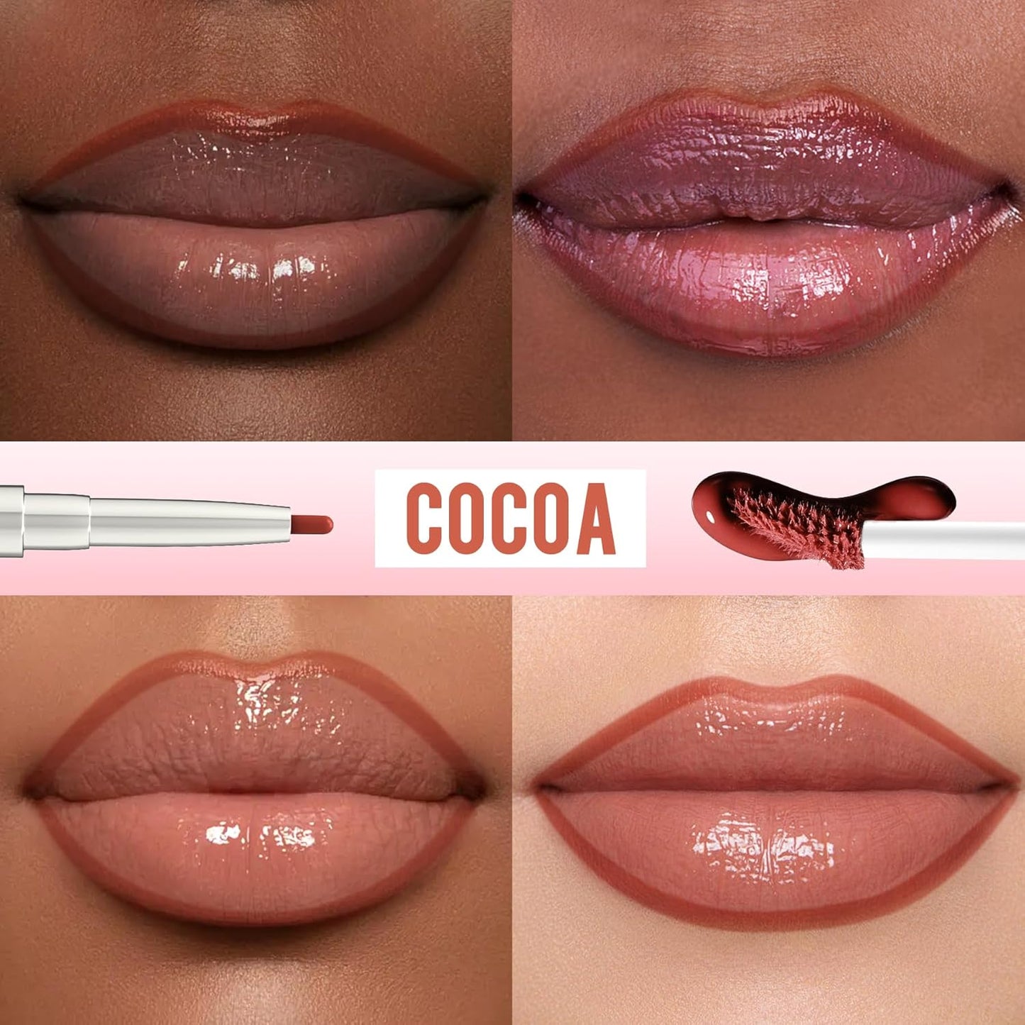 iMethod Lip Liner Stain - Lip Stain, 2-In-1 Dual-Ended Peel Off Lip Stain with Tweezer, Natural Long Lasting Peel Off Lip Liner, Easy to Use for All Skin Types, Stay All Day, Cocoa