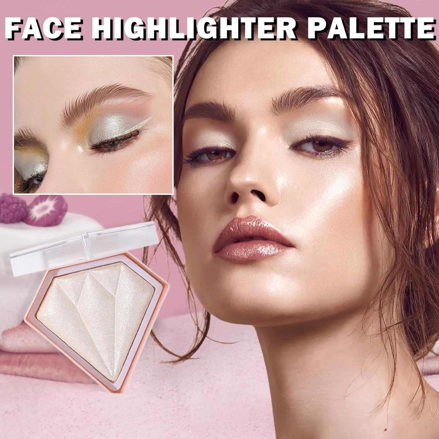 White Highlighter Makeup Palette Face Highlighter Powder Iluminadores De Maquillaje Narutal Shimmer Glitter Highlighter Contour Powder Makeup Palette-01 Pearl White