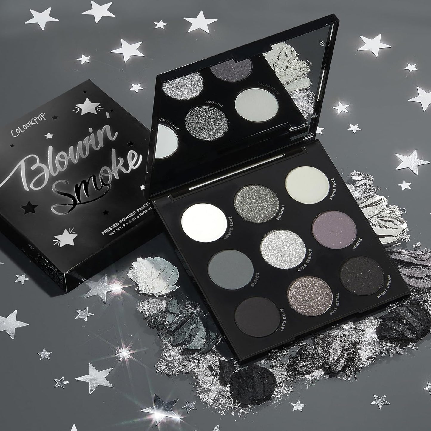ColourPop Blowin' Smoke Eyeshadow Palette - Silver Eyeshadow and Smokey Eye Eyeshadow Palette with Metallic and Matte Finishes - High-Pigment Eye Makeup with a Long-Wearing Formula (0.3 oz)