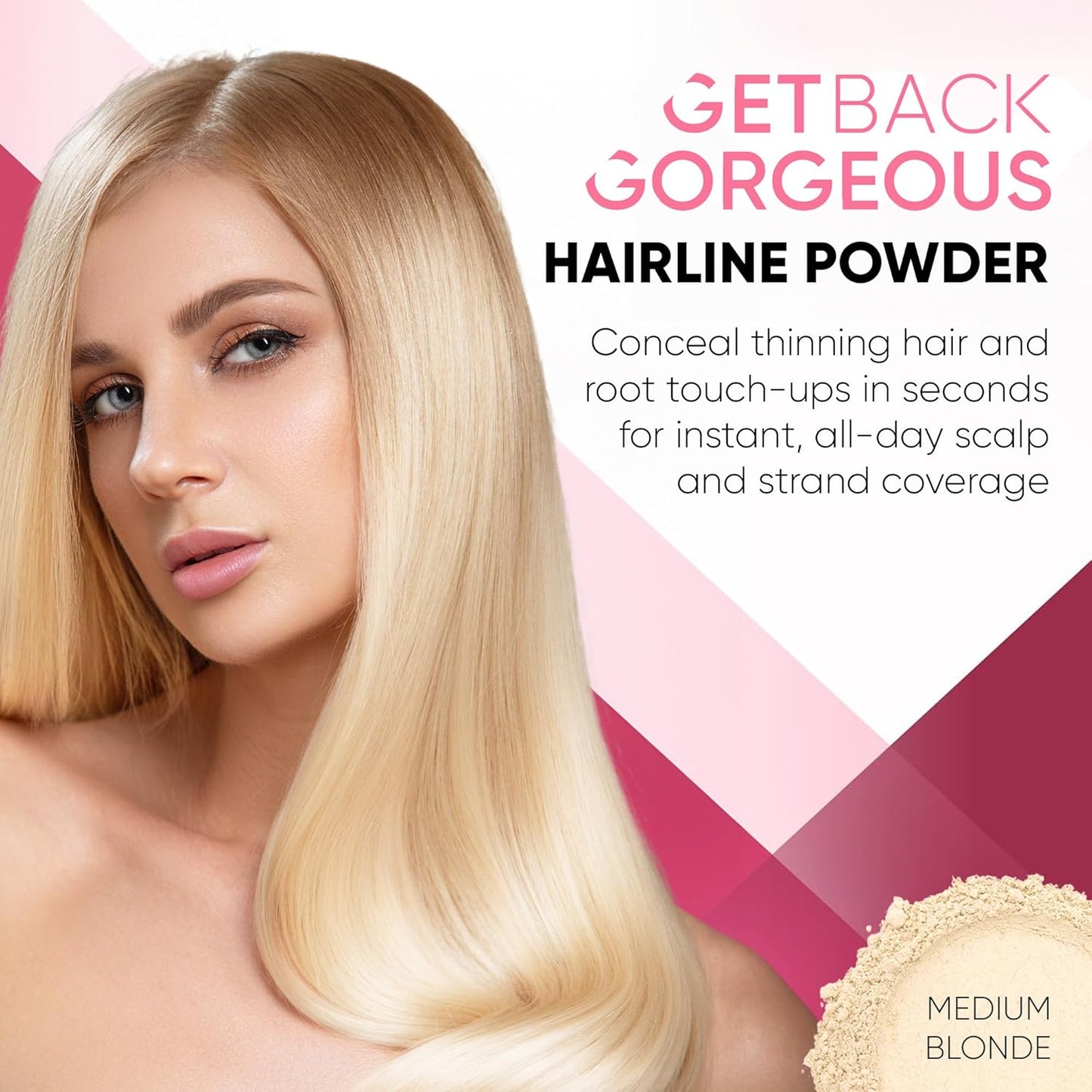 GBG Hairline Powder, Medium Blonde - 48-Hour Coverage Root Touch Up Powder for Bald Spots, Instant Hair Loss Concealer & Brightening Highlights - Hair Fillers for Thinning Hair for Women & Men, 4g