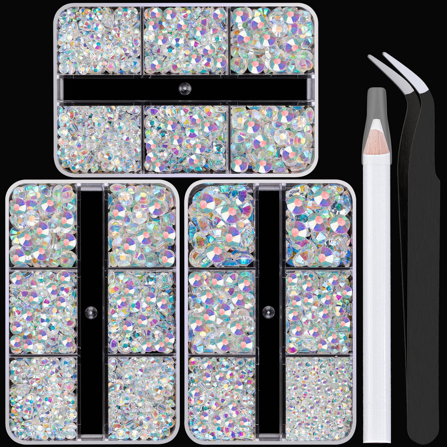 Resin Rhinestones Crafting, 2/3/4/5/6mm Flatback Jelly Rhinestones, 3 Box Transparent AB Non Hotfix Crystal Gems for Bedazzling Crafts Mugs Tumblers Clothes Makeup Nail