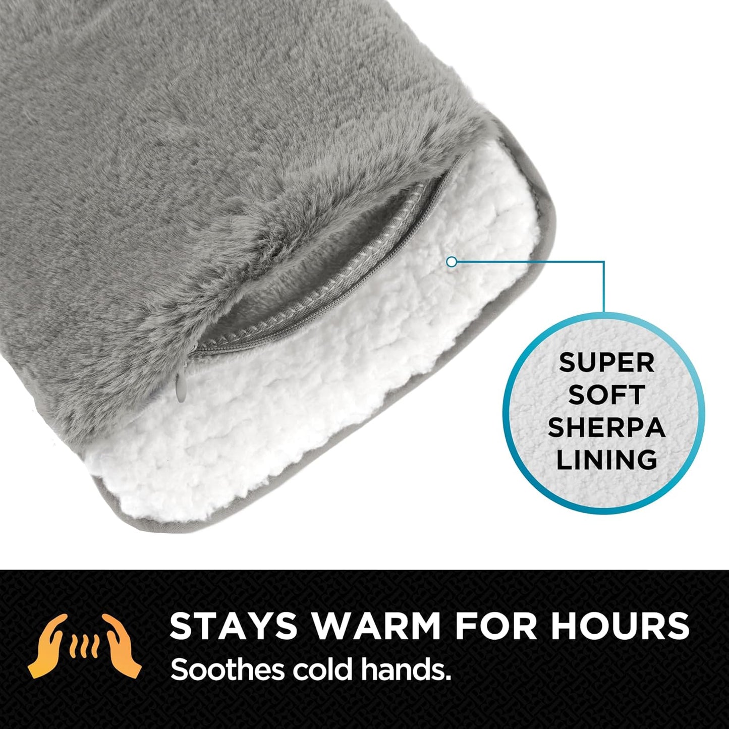 Brookstone Faux Fur Hand Warmer | Soothe Cold Hand Muff with Microwavable Gel Pack for Long Lasting Heat | Cozy Sherpa & Plush Lining for Ultimate Comfort | Hand Muffs for Women & Men