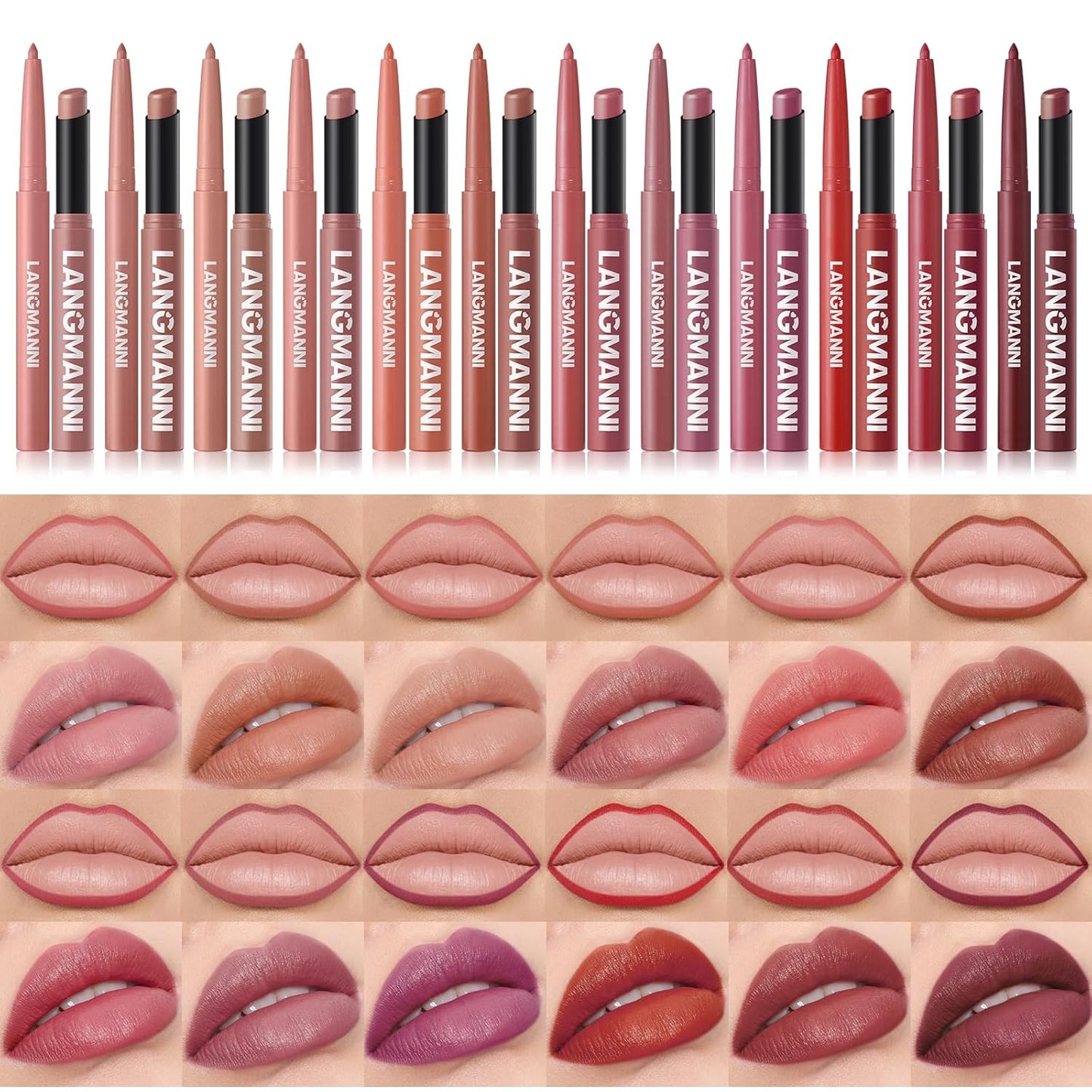 Jolilab 8Pcs Lip Set: 4 Colors Lip Liner+4 Colors Lipstick, Matte/Creamy,Smooth Creamy Texture,Long-Lasting,Bold/Nude Shades for Daily/Party, Vegan, Gift for Makeup Lovers.(#02+04+07+08)