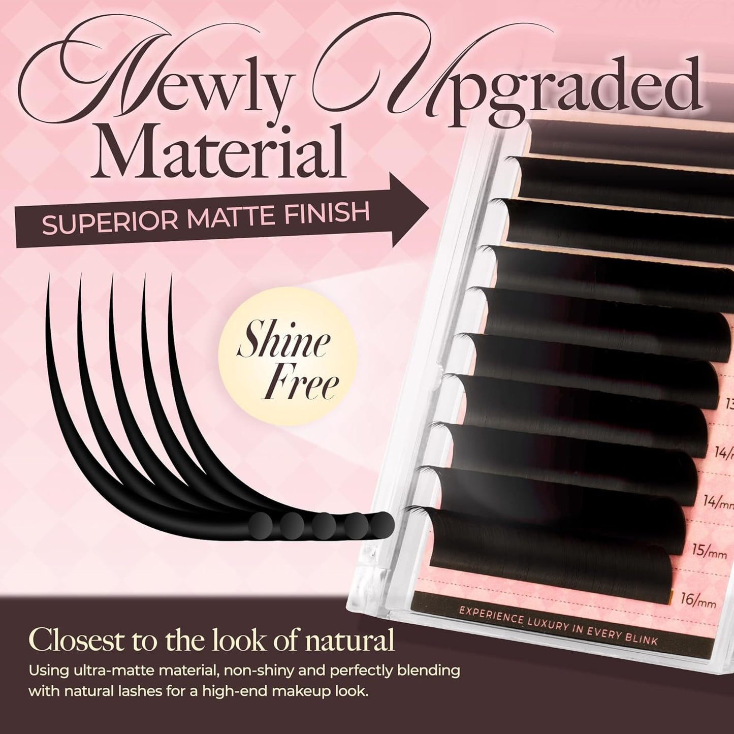 LASHVIEW Volume Lash Extensions 0.03-0.20 J/B/L/C/CC/D Curl 8-16mm Mixed & Single Length Tray, Soft Matte Dark Professional Eyelashes Extension(0.03 D 14mm)