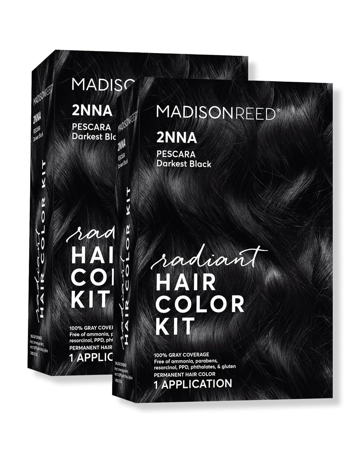 Madison Reed Radiant Hair Color Kit | 2NNA Darkest Cool Black with Ash Undertones (Pescara Black) for 100% Gray Hair Coverage | Dimensional Permanent Hair Dye | PPD-Free & Ammonia-Free | 2 Pack