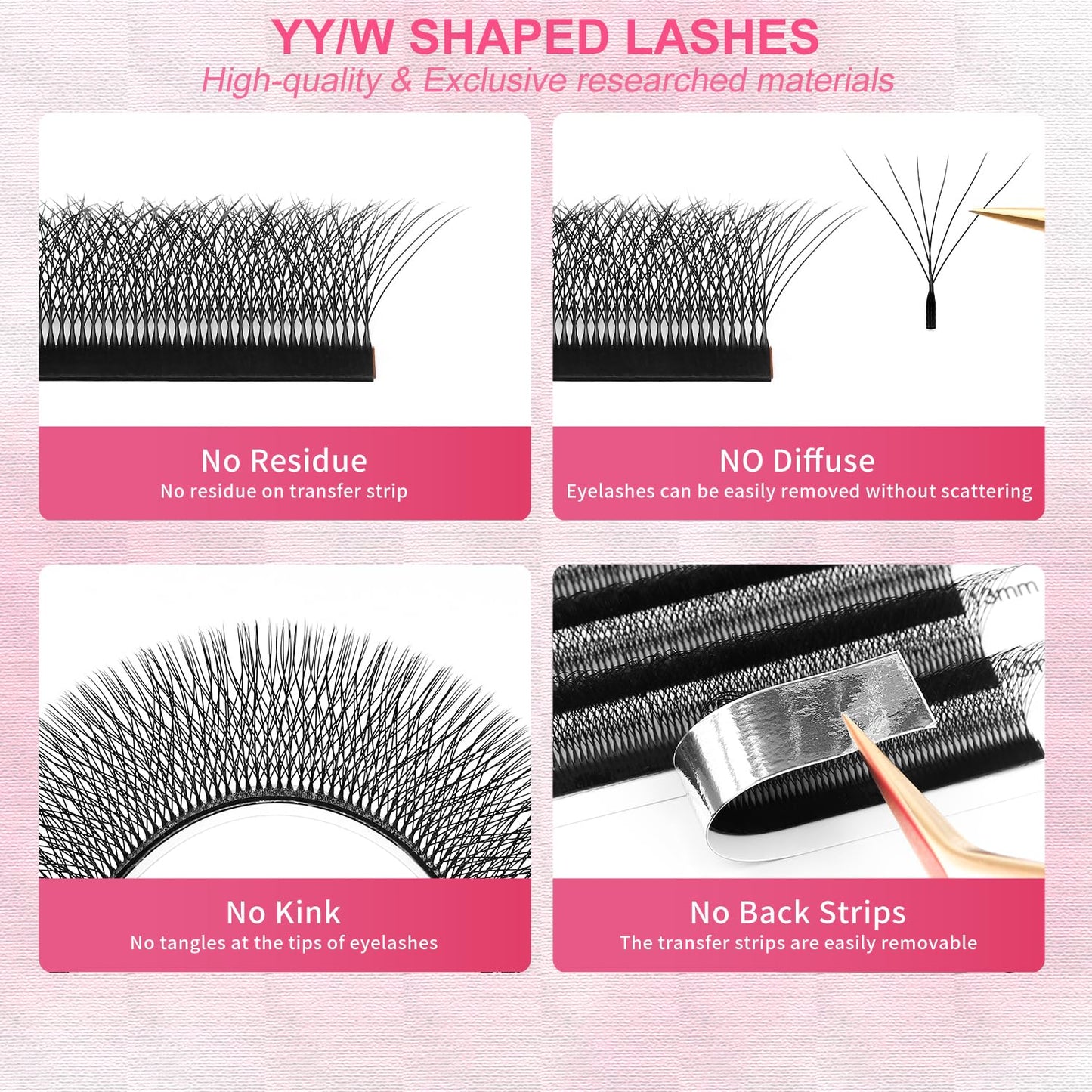 W Lash Extensions Supplies 6D Eyelash Extensions W Shape 0.07mm Thickness D Curl 11mm Premade Fans Easy Fan Lashes Volume Matte Black 12 Rows Crisscross Eye Lashes(W-6D-0.07-D,11mm)