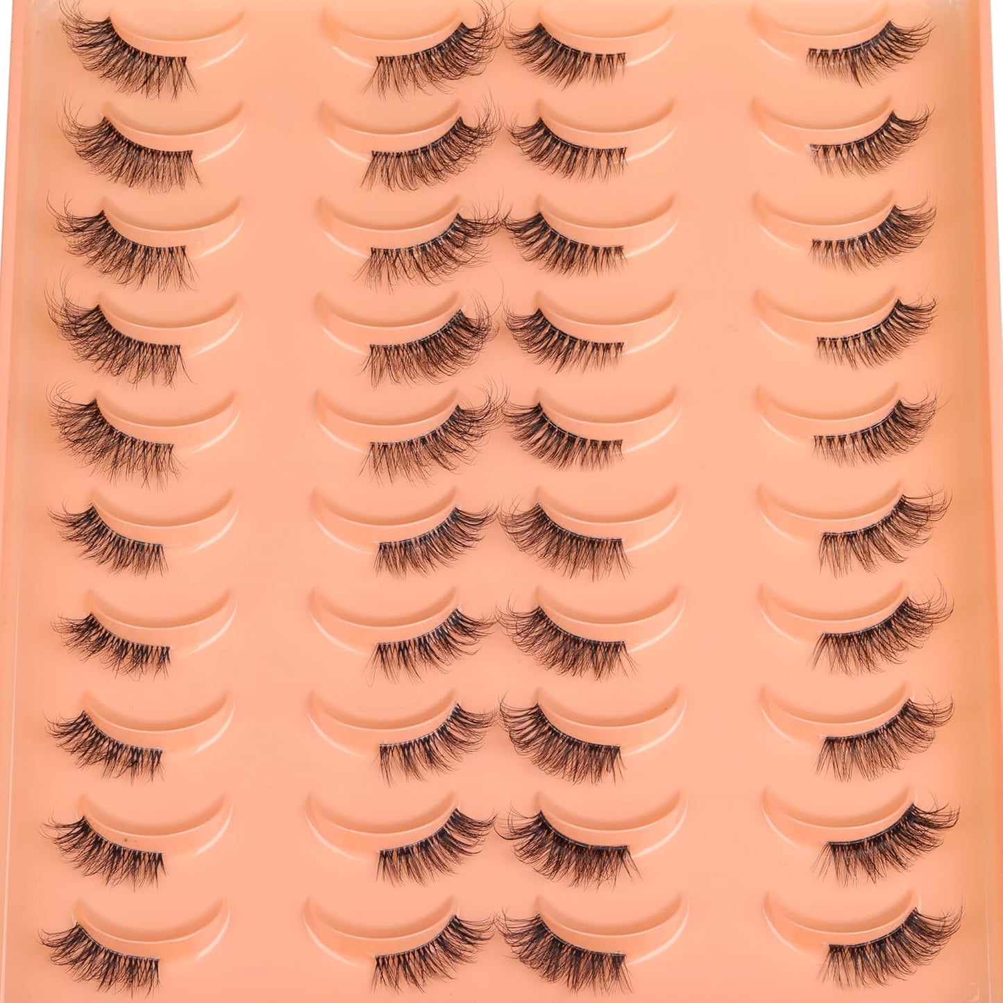 JIMIRE 20 Pairs Hlaf False Eyelashes with Clear Band Half Lashes Wispy Short Accent Lashes 4 Styles Mixed Cat Eye Mink Lashes Fluffy 3/4 Corner Fake Half Lashes Cat Eye Natural Look