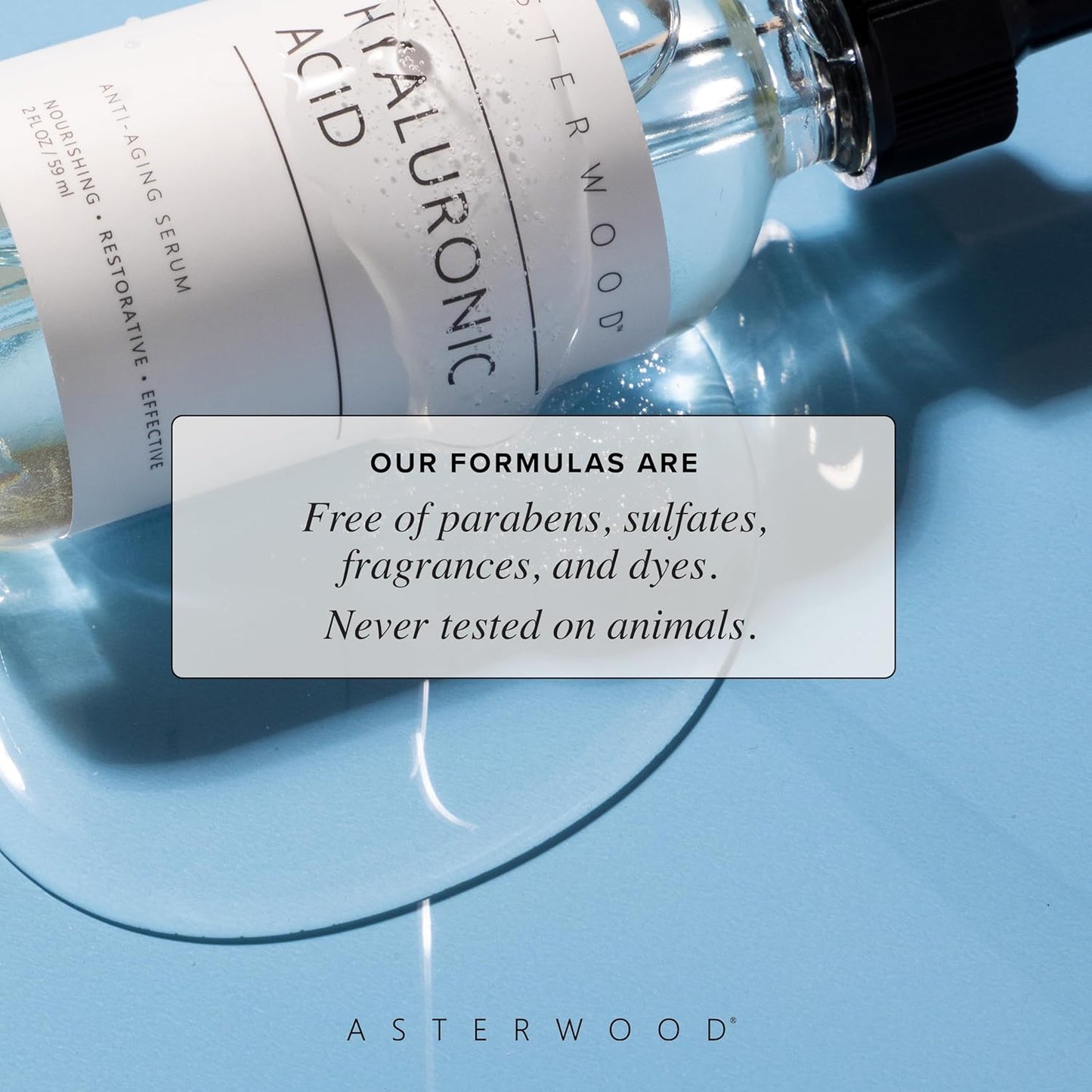 Asterwood Hyaluronic Acid Serum for Face - Plumping, Anti-Aging, Hydrating - Fragrance-Free - 1 Fl Oz