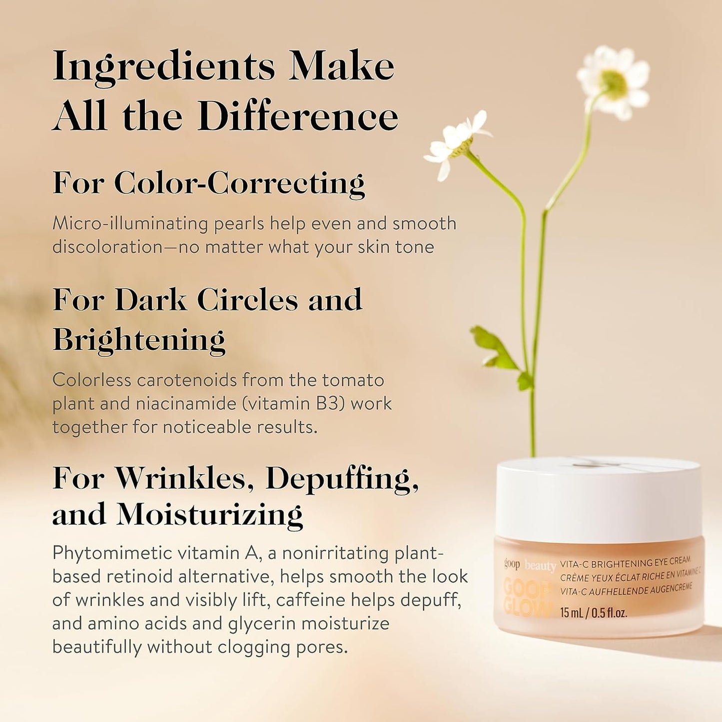 goop Beauty Vitamin C Eye Cream | Color Correcting Cream for Dark Circles | Helps Smooth Wrinkles & Depuff Eyes | 0.5 fl oz