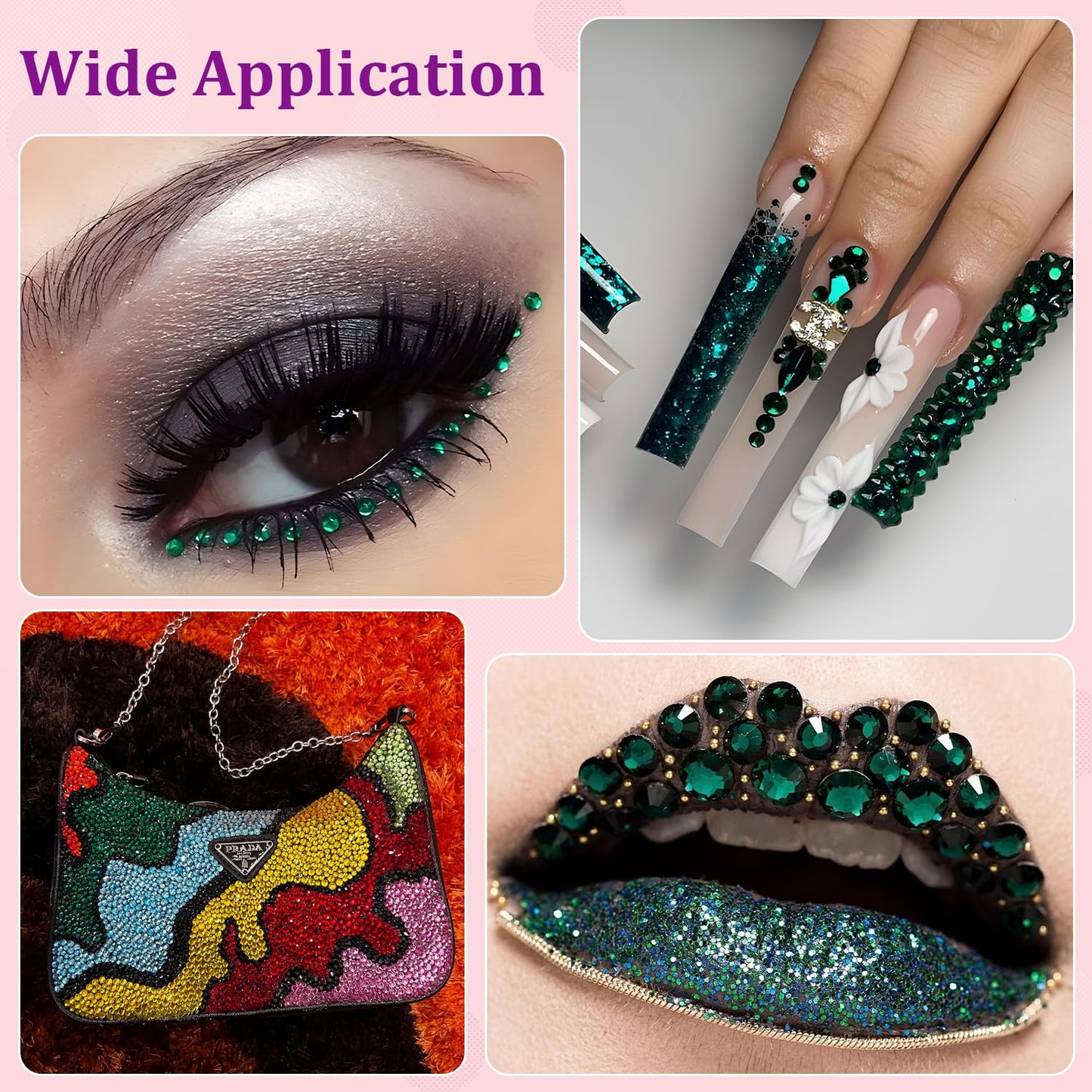 25000Pcs Resin Rhinestones for Crafting, Emerald Green 2-6mm Mixed Sizes Non Hotfix Flatback Gems, Bedazzling Crystal for DIY Crafts Clothing Tumblers Mugs Shoes Fabric Nail Art