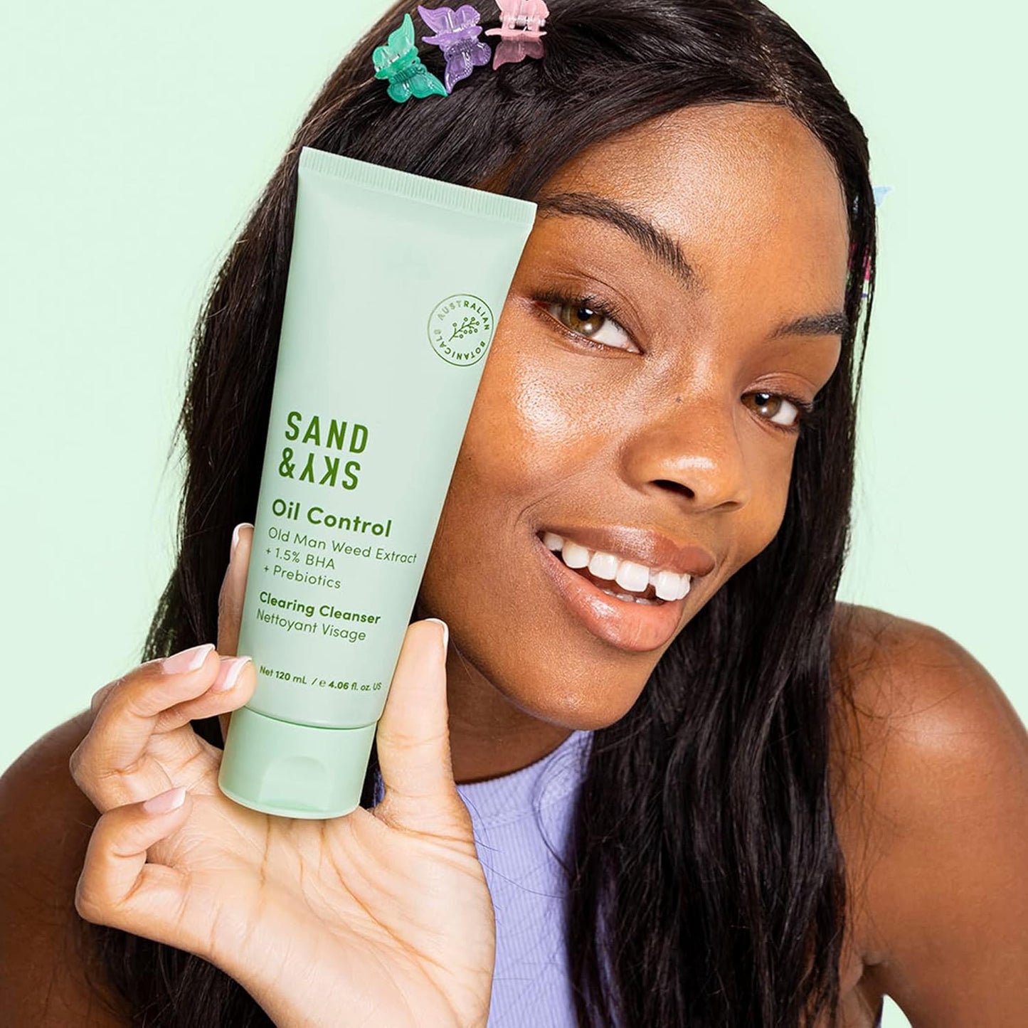 Sand & Sky Oil Control Gentle Face Cleanser with AHA & BHA - pH-Balanced Blemish Cleanser, Reduces Redness, For Oily Skin & Breakouts, 4.2 fl oz